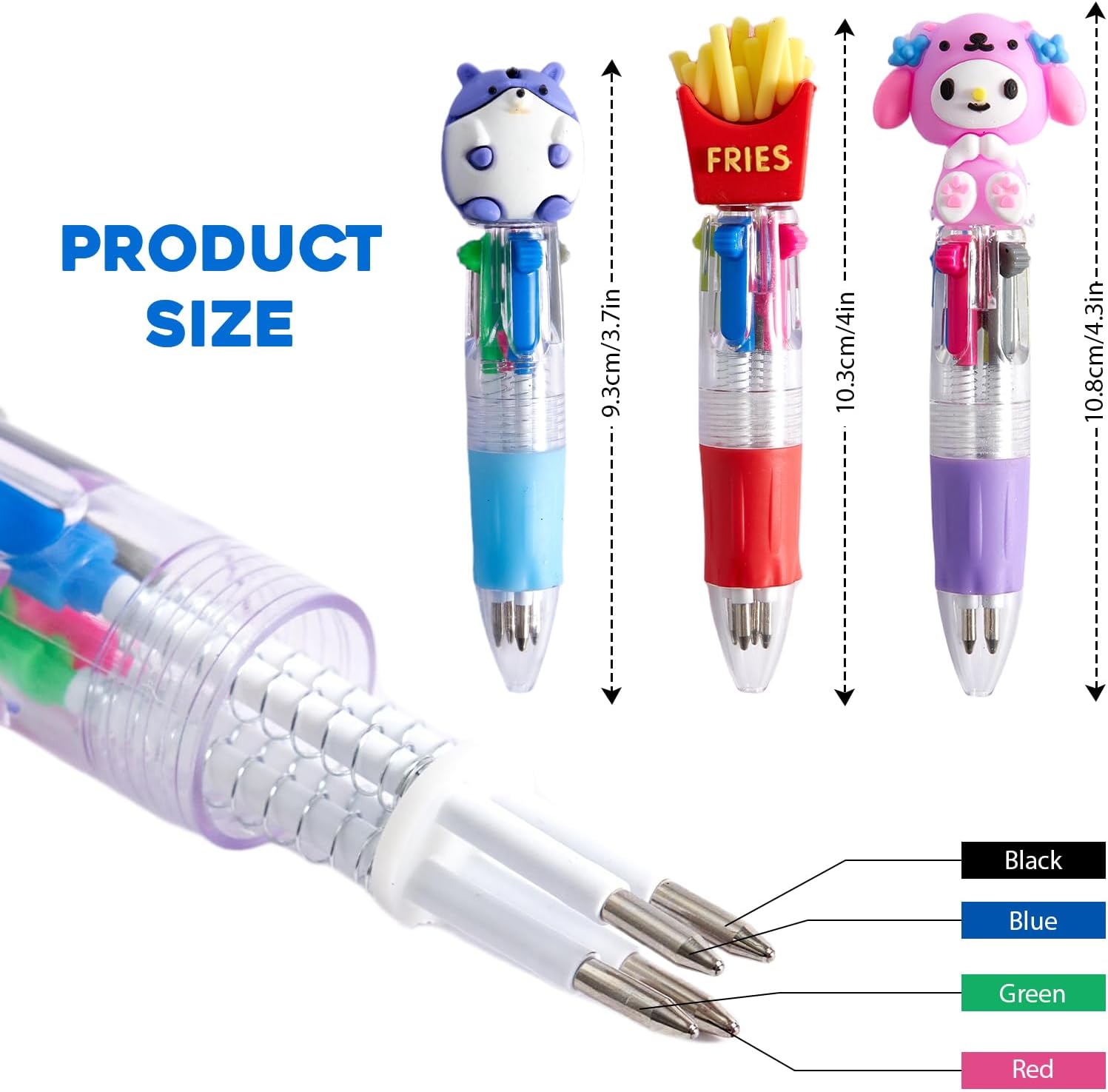 Detalle 2 de Defresit 40 Pack 4-in-1 Multicolour Ballpoint Pens (Cute Cartoon Animal Set) for Kids