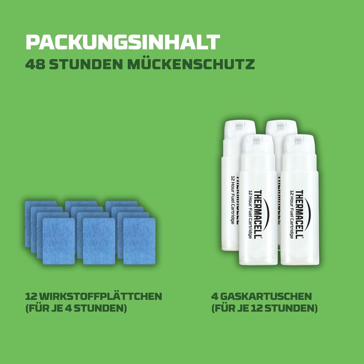 Detalle 2 de Thermacell Mückenabwehr Nachfüllpackung – 48 Stunden Schutz 12 Wirkstoffplättchen & 4 Gaskartuschen