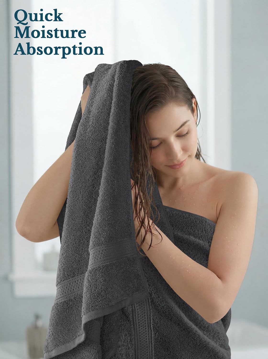 Detalle de Utopia Towels UT0563 4-Pack Cotton Bath Towels, 27 x 54 in, 600 GSM