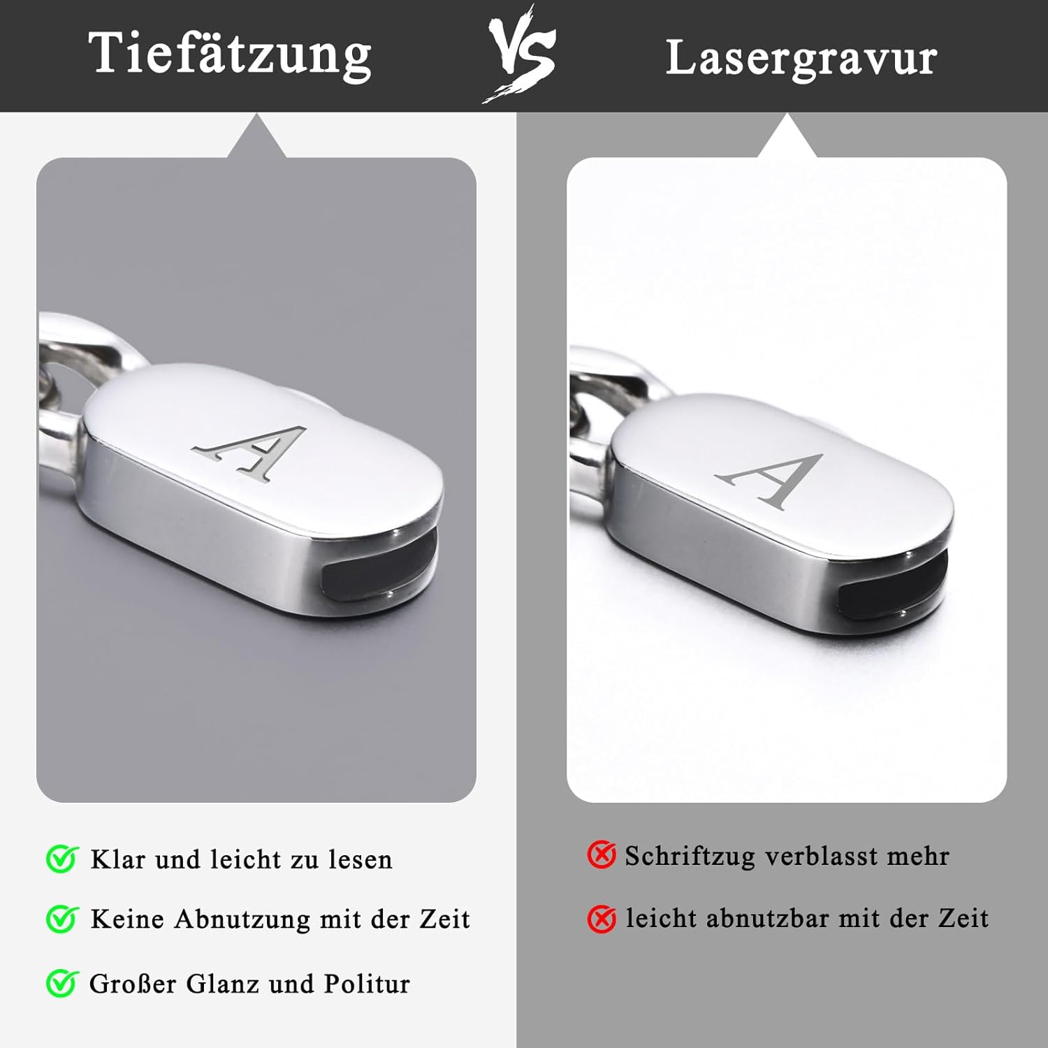 Thumbnail 1 de XUANPAI Initiale Armbänder für Männer (A–Z) – Silbernes Cuban-Link Edelstahlarmband mit Gravur, 21 cm