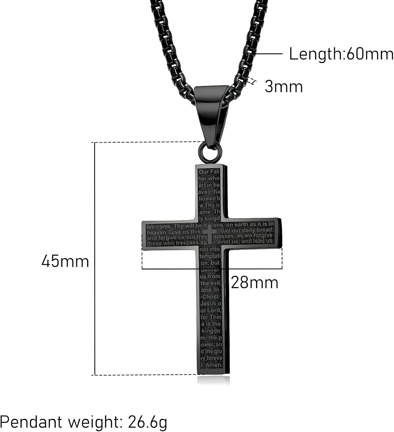 Thumbnail 4 de MERTTURM Kreuz Halskette für Herren aus Edelstahl, 60 cm Kette mit Kreuz-Anhänger (silber/schwarz/gold)