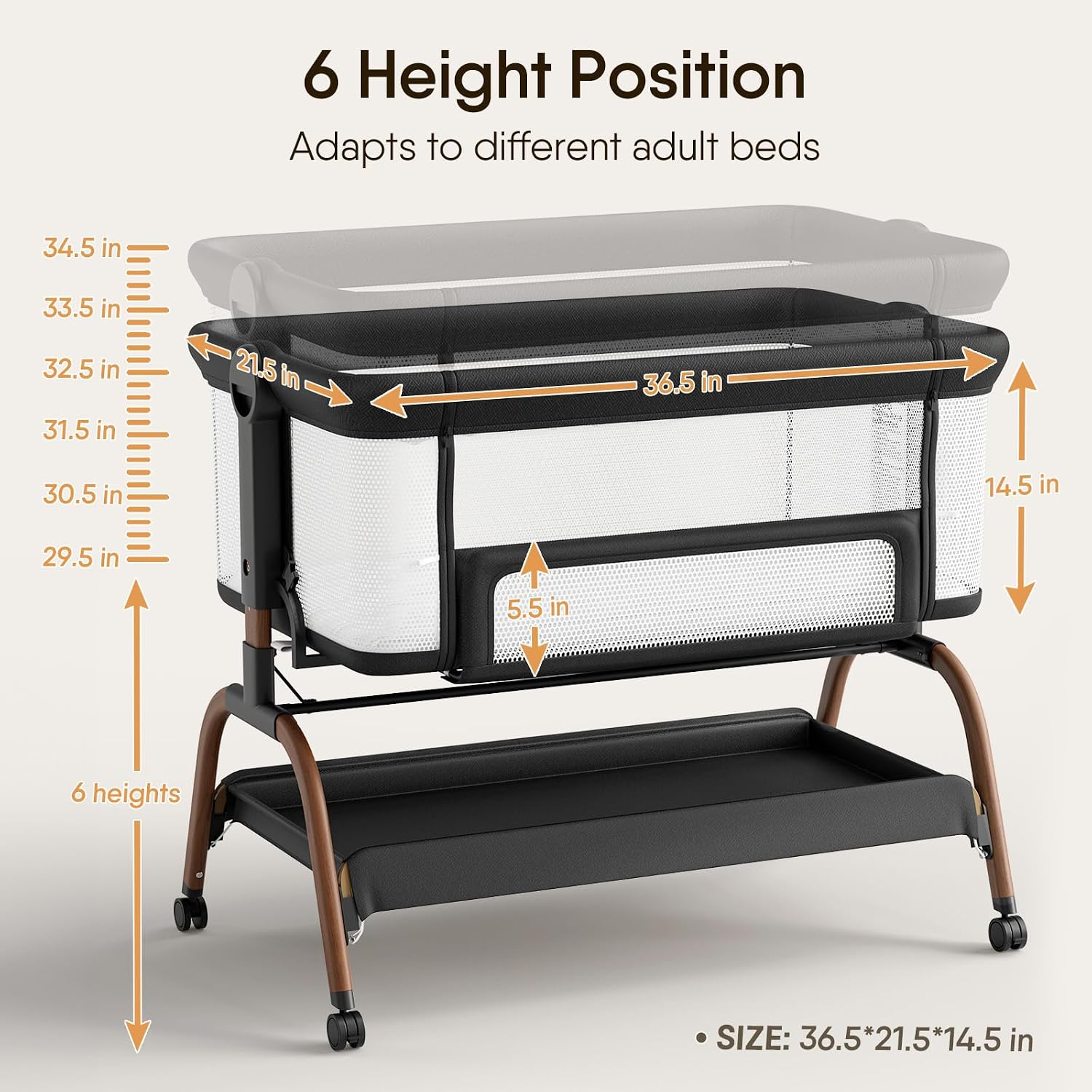 Detalle 2 de BabyBond Bedside Bassinet, 3-in-1