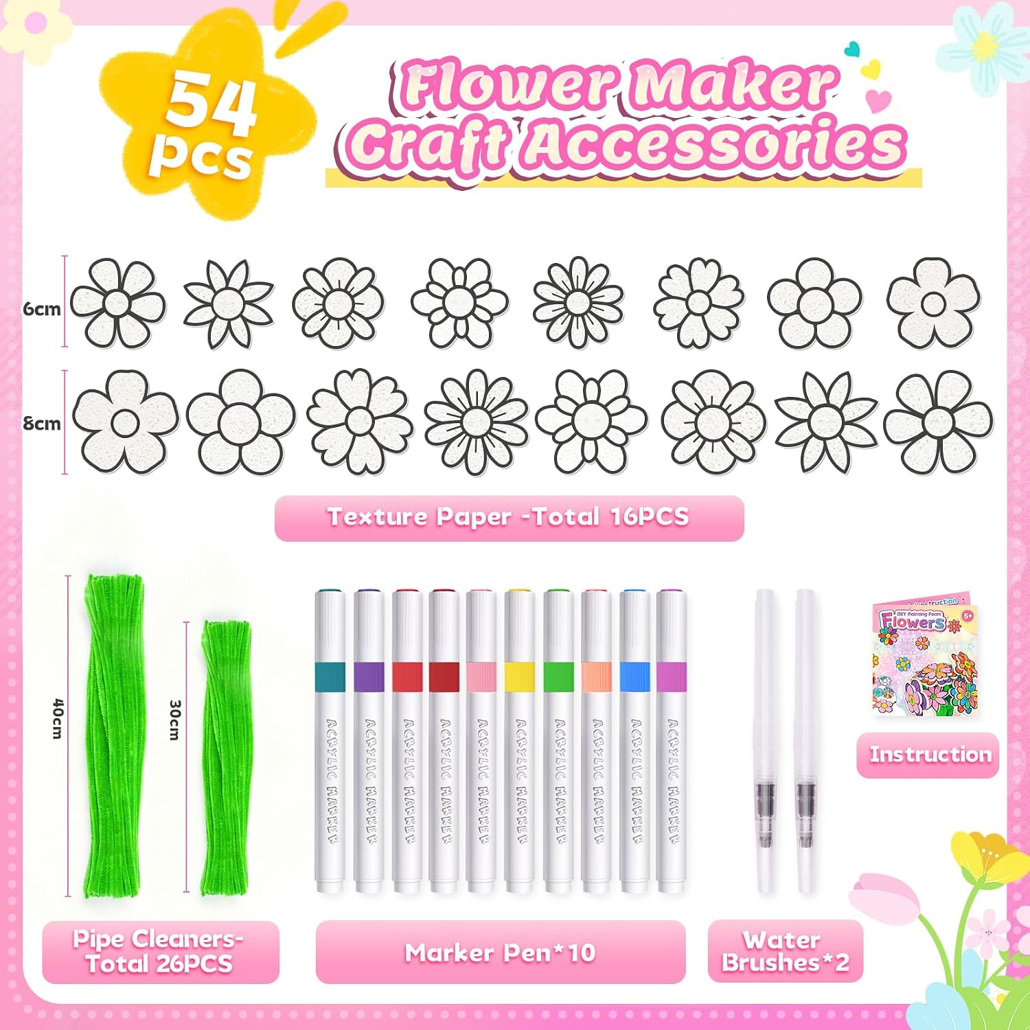 Thumbnail 6 de Gifts for 5–10 Year Old Girls DIY Flower Bouquet Art & Craft Drawing Kit (3D puffy paint activity set)