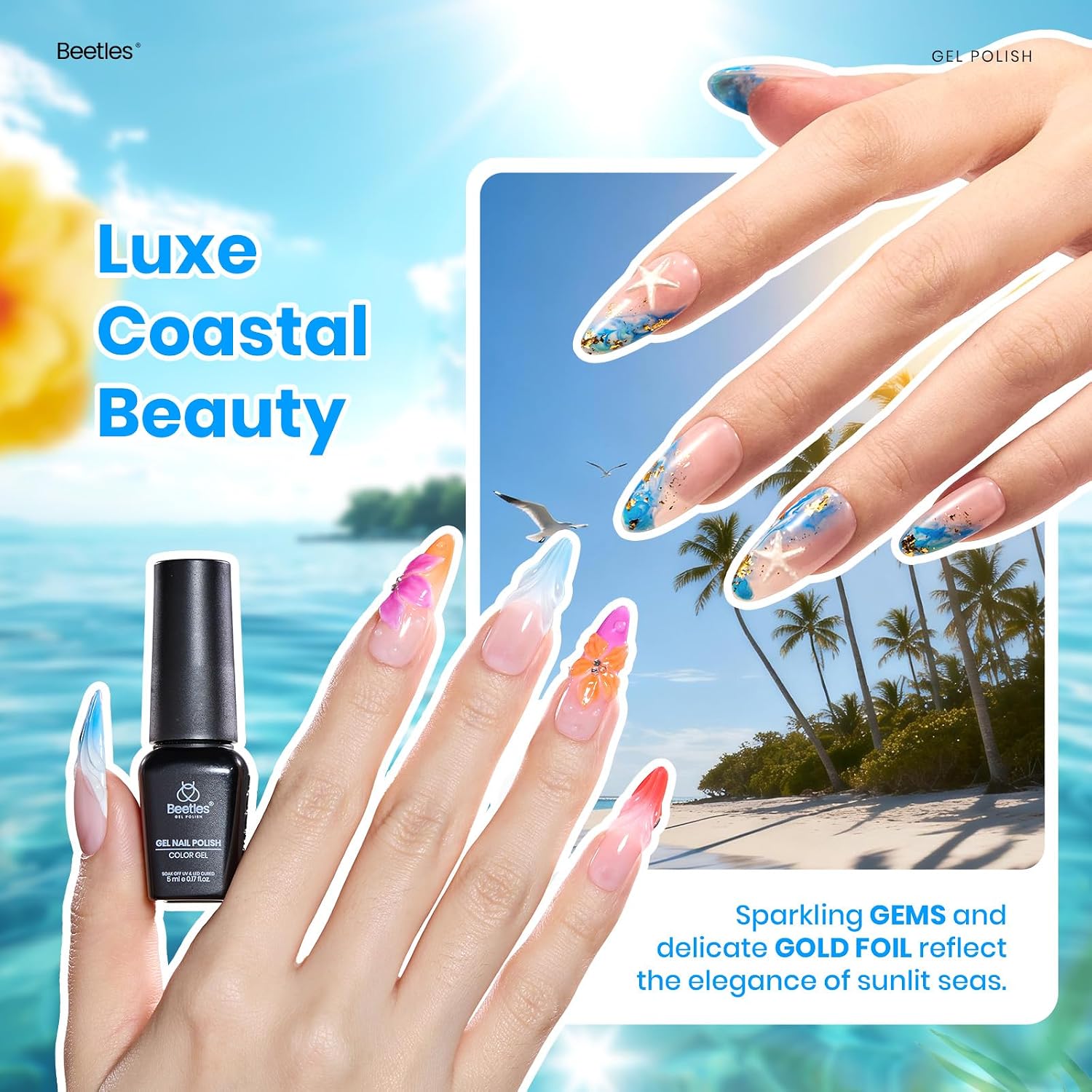 Detalle 2 de Beetles 36-Color Gel Nail Polish Kit with Cat Eye, Glitter and Solid Finishes