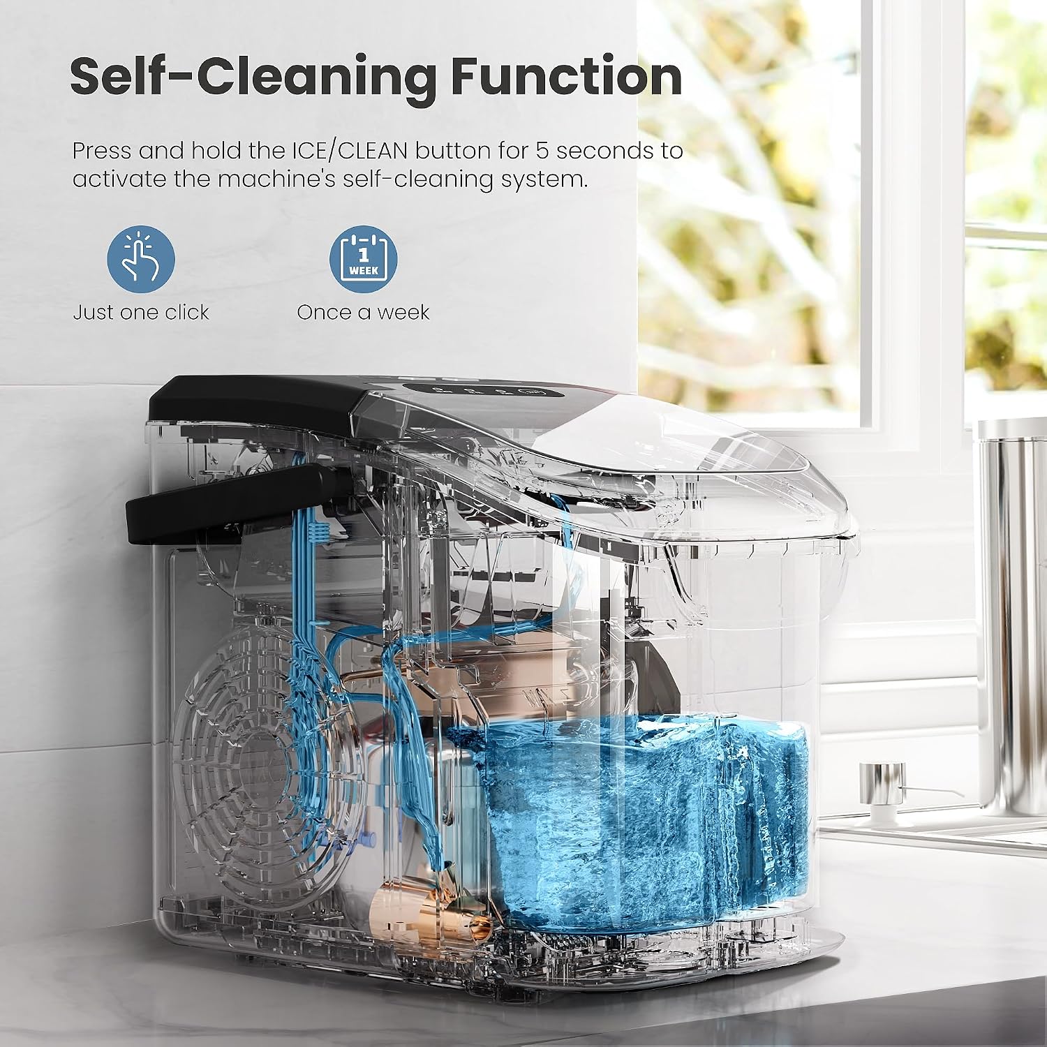 Detalle de Crzoe Countertop Ice Maker, 1.2L