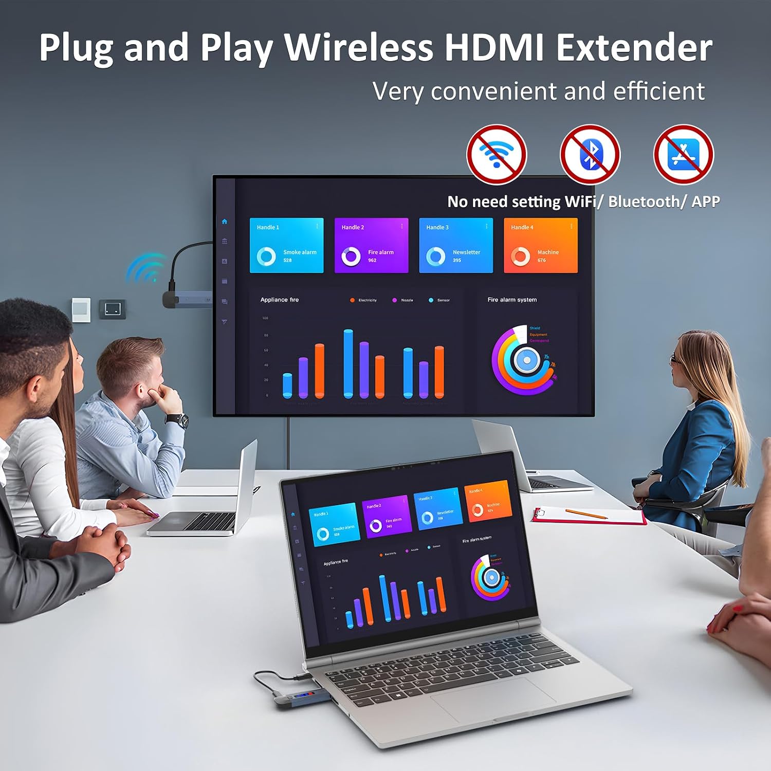 Detalle 2 de Wireless HDMI Transmitter & Receiver 4K: Plug & Play, Metal Build with LED Display