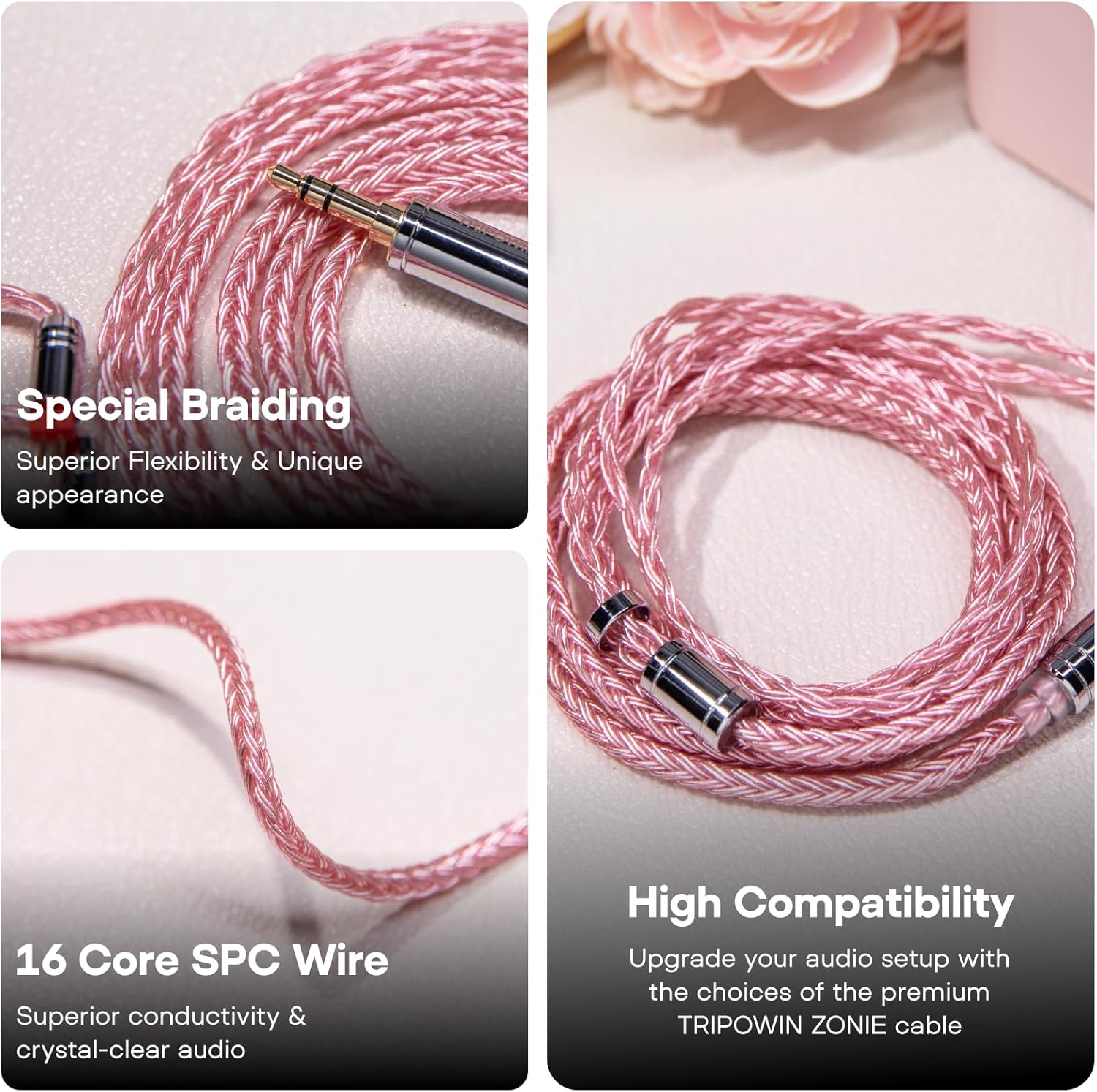 Thumbnail 2 de Linsoul Tripowin Zonie IEM Cable – 16 Core Silver Plated SPC, 1.25m