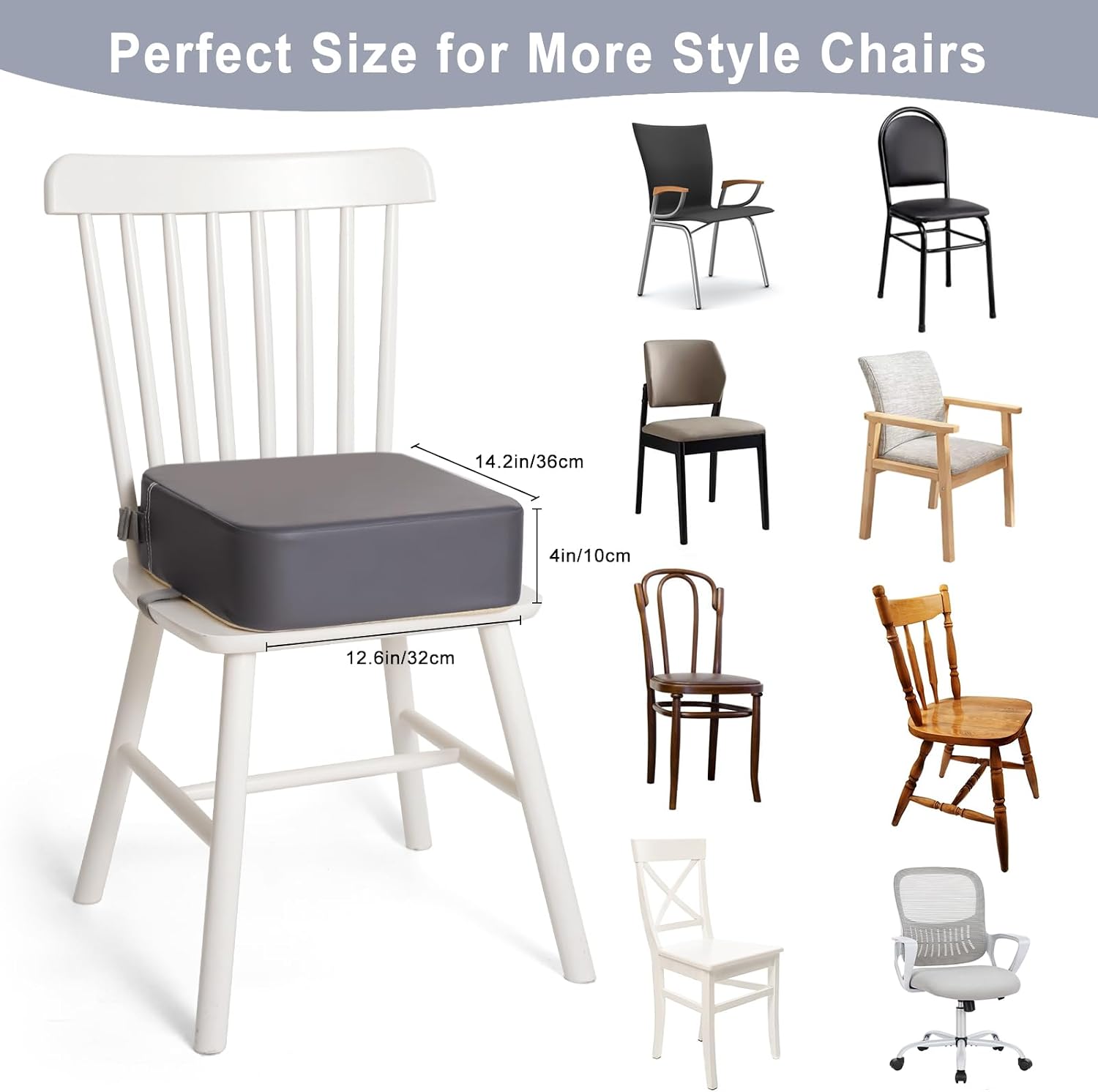 Detalle 2 de TOTIDYH Toddler Booster Seat for Dining Chair (Grey) with 2 Adjustable Straps