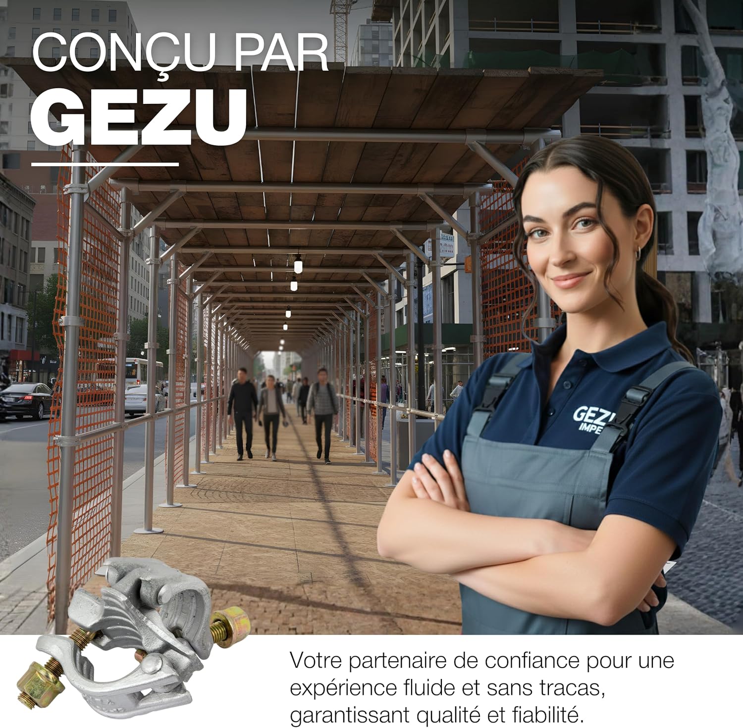 Thumbnail 6 de GeZu Impex Coupleur d'échafaudage galvanisé 48x48 mm – Lot de 16, connexion angulaire et fixation robuste