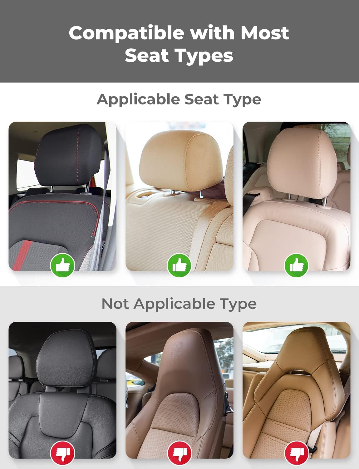 Thumbnail 4 de Oasser Car Seat Headrest Pillow CA1 (Black): Detachable, Adjustable 360° Support for Head and Neck