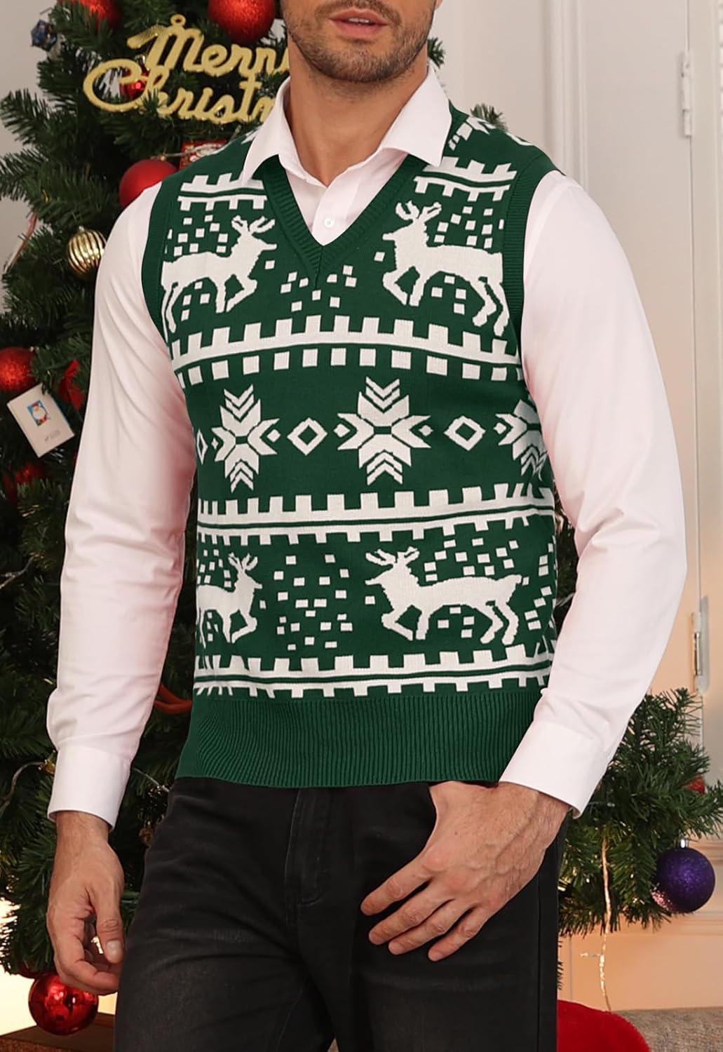 Thumbnail 5 de KUYIGO men’s sleeveless V-neck knitted sweater vest waistcoat