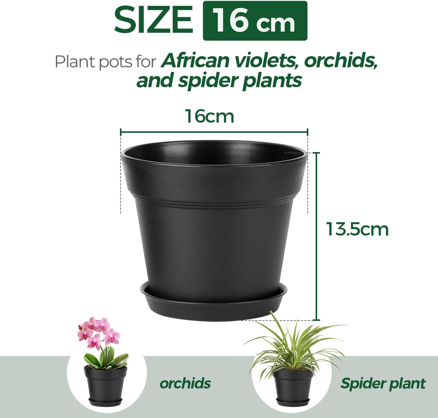 Detalle de T4U 16cm Kunststoff Blumentopf 6er-Set