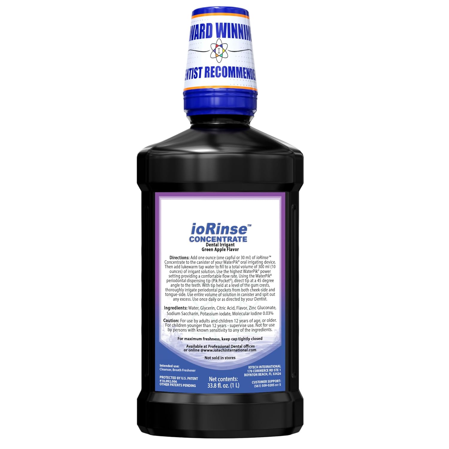 ioRinse Ultra Periodontal Rinse & Gum Mouthwash (Alcohol-Free) with Molecular Iodine & Xylitol, 1L