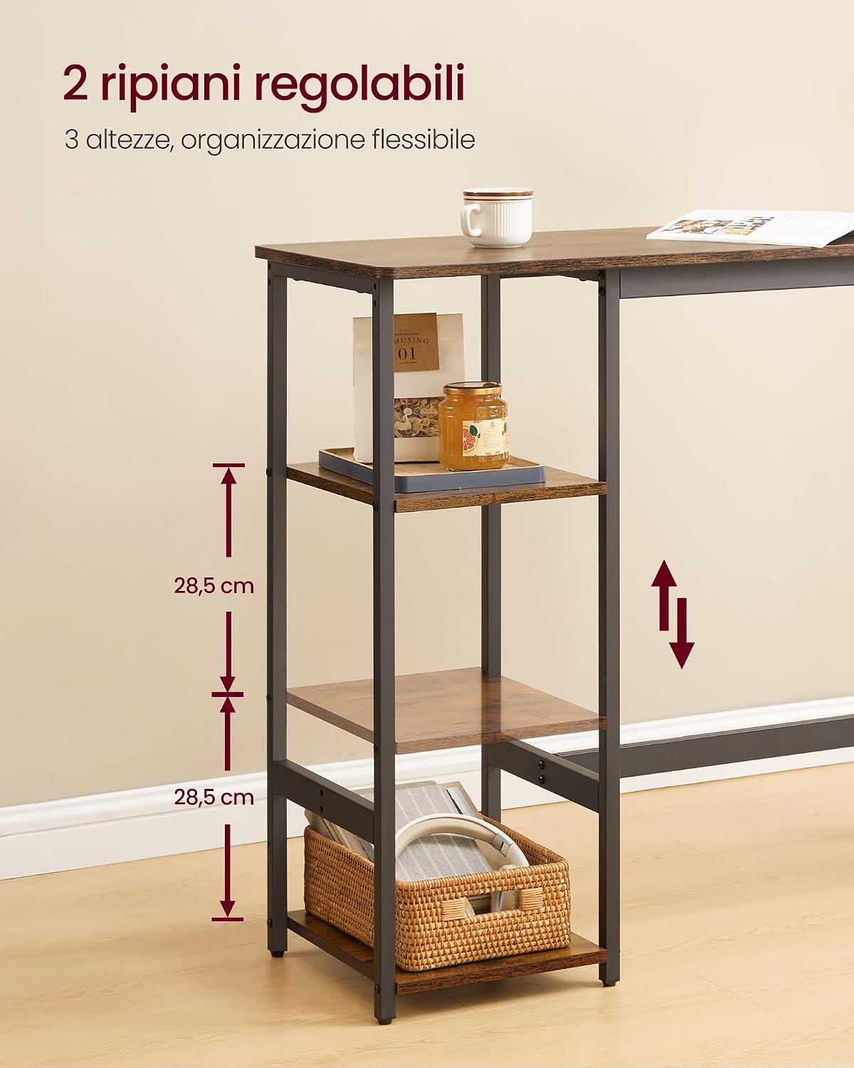 Detalle de VASAGLE LBT220KD01 Tavolo con 2 Sgabelli 63,5 cm