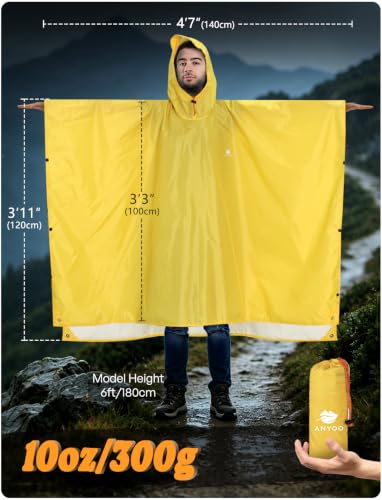 Detalle de ANYOO Wasserdichter Regenponcho Unisex – leicht, komprimierbar, vielseitig