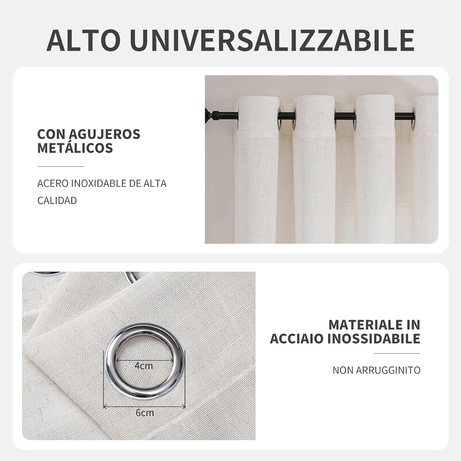 Thumbnail 2 de Joydeco Tende Lino Semitrasparenti per Interni 2 Pannelli L 140 x A 260 cm – Bianco