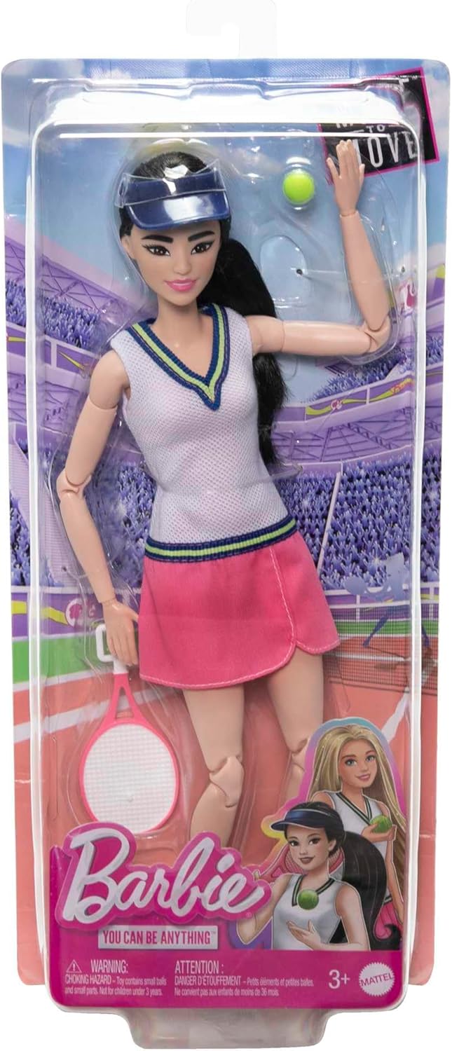 Thumbnail 5 de Barbie Made to Move Tennisspielerin mit Schläger und Ball (HKT73) – Puppe mit 22 Gelenken für Kinder ab 3