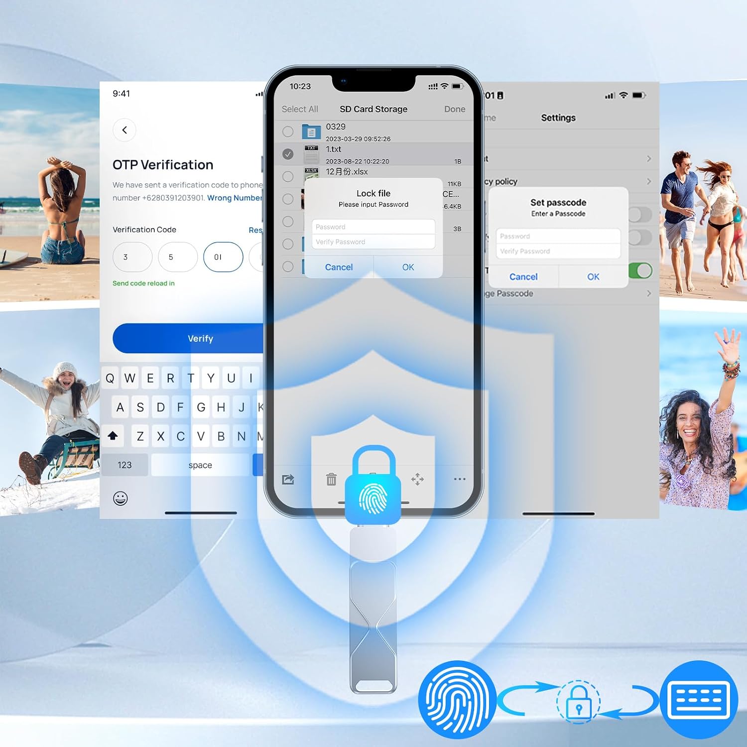 Detalle de USB-Stick für iPhone 512GB – MFi-zertifiziertes Lightning 3-in-1 Speichermedium