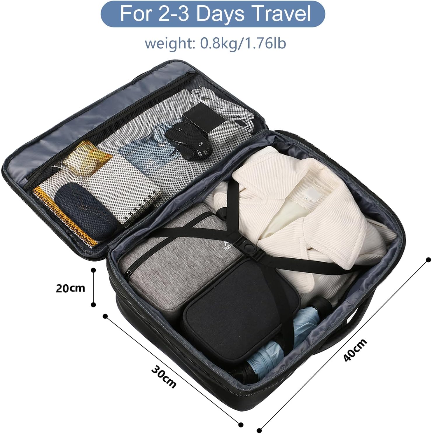 Thumbnail 6 de MATEIN Zaino da cabina Ryanair 40x30x20 espandibile 24L con tasche e supporto per laptop fino a 14/15 pollici, nero