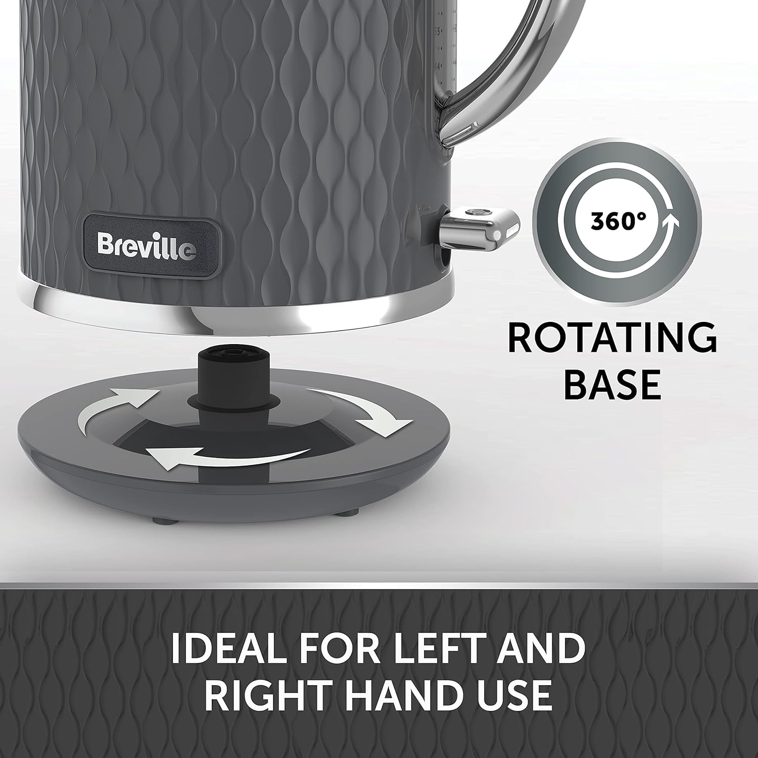 Thumbnail 3 de Breville Curve Electric Kettle (VKT227) – 1.7 L, 3 kW fast boil, grey & chrome