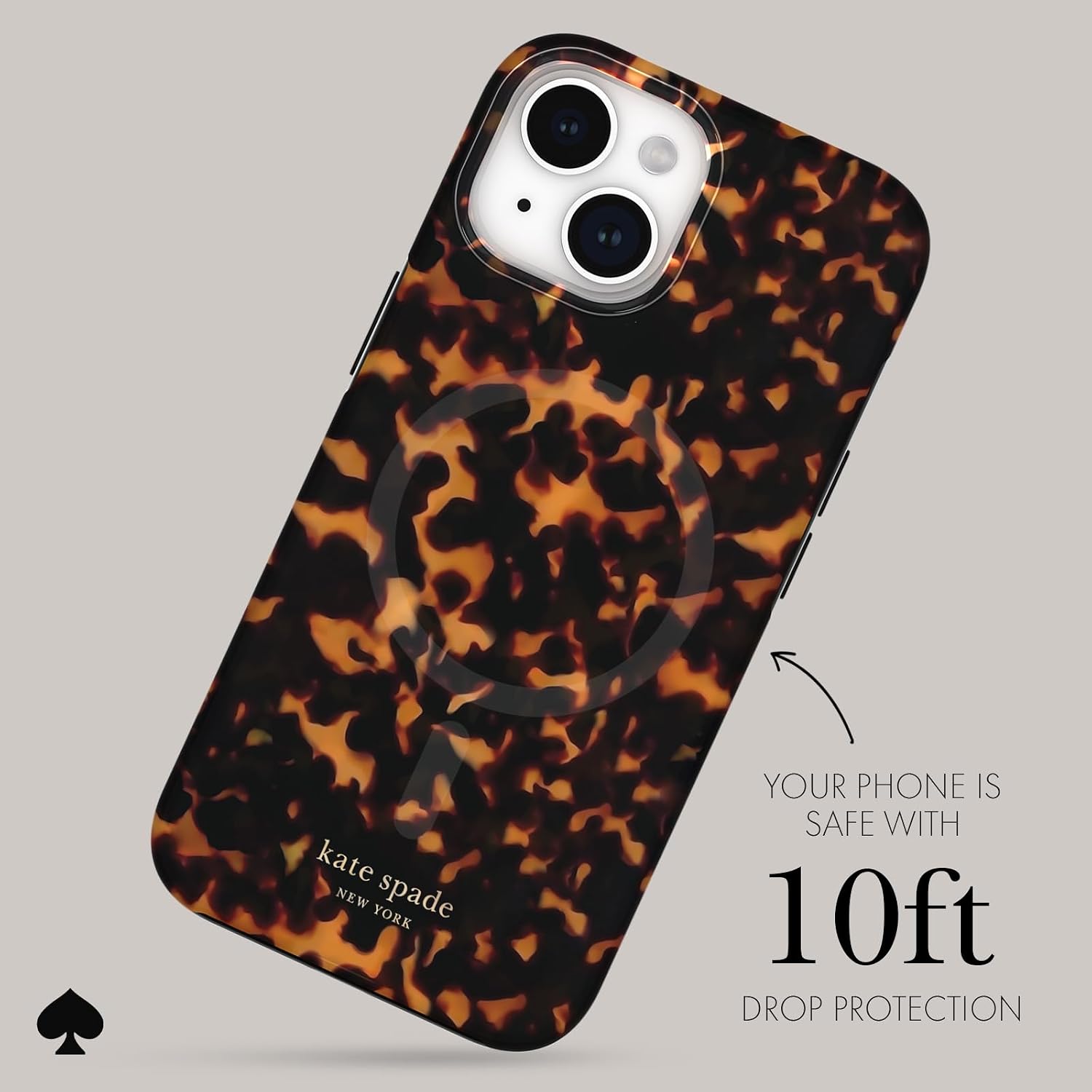 Detalle de Kate spade KS052422 iPhone 15/14/13用ケース べっ甲柄・MagSafe対応・傷防止コーティング
