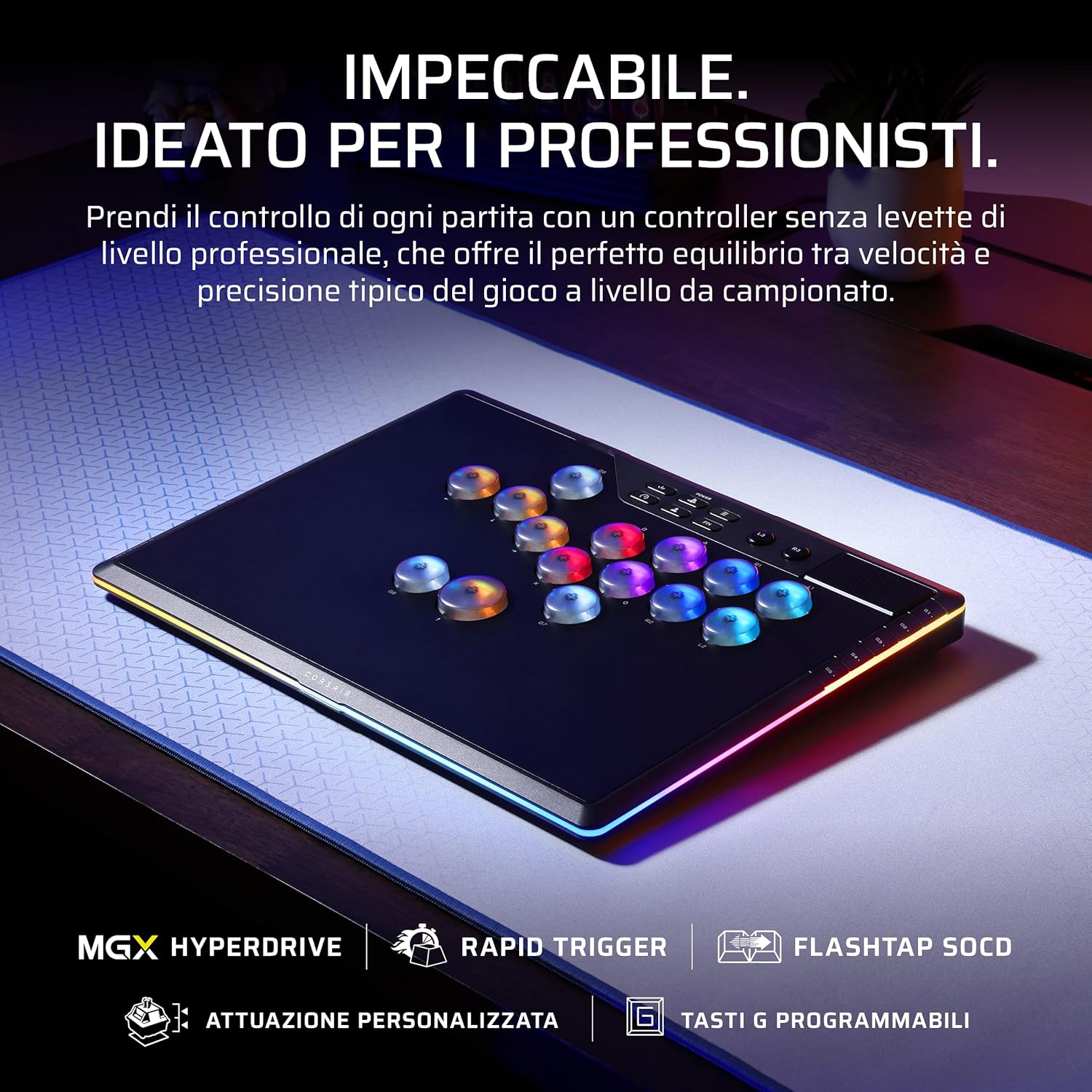 Thumbnail 1 de Corsair NOVABLADE PRO Controller wireless con Effetto Hall, 2,4 GHz e 15 tasti per PS5, PS4 e PC