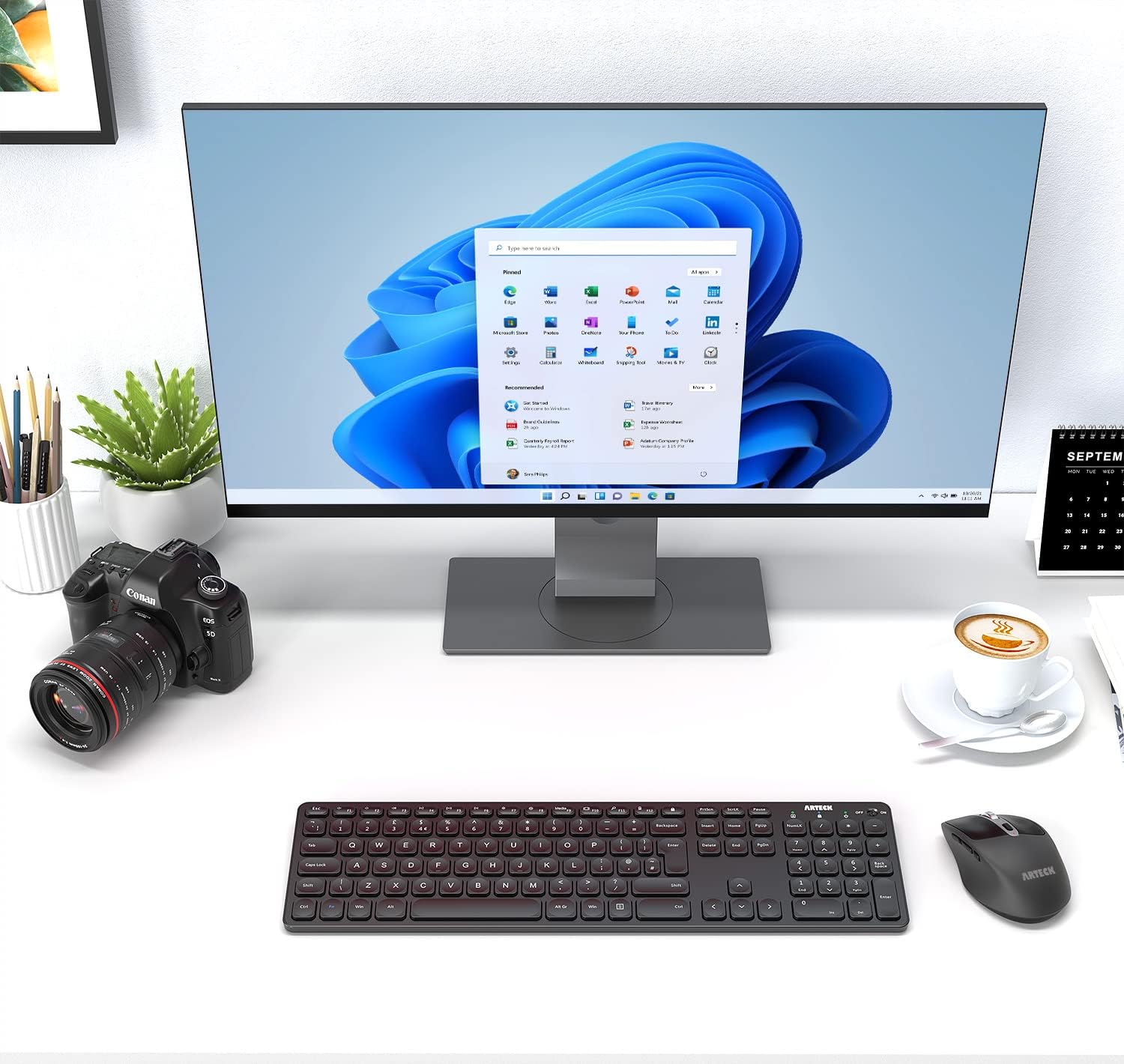 Thumbnail 6 de Arteck 2.4G Wireless Keyboard and Mouse Combo (Ultra Slim Full Size Keyboard + Ergonomic MW167 Mouse) with USB-C charging