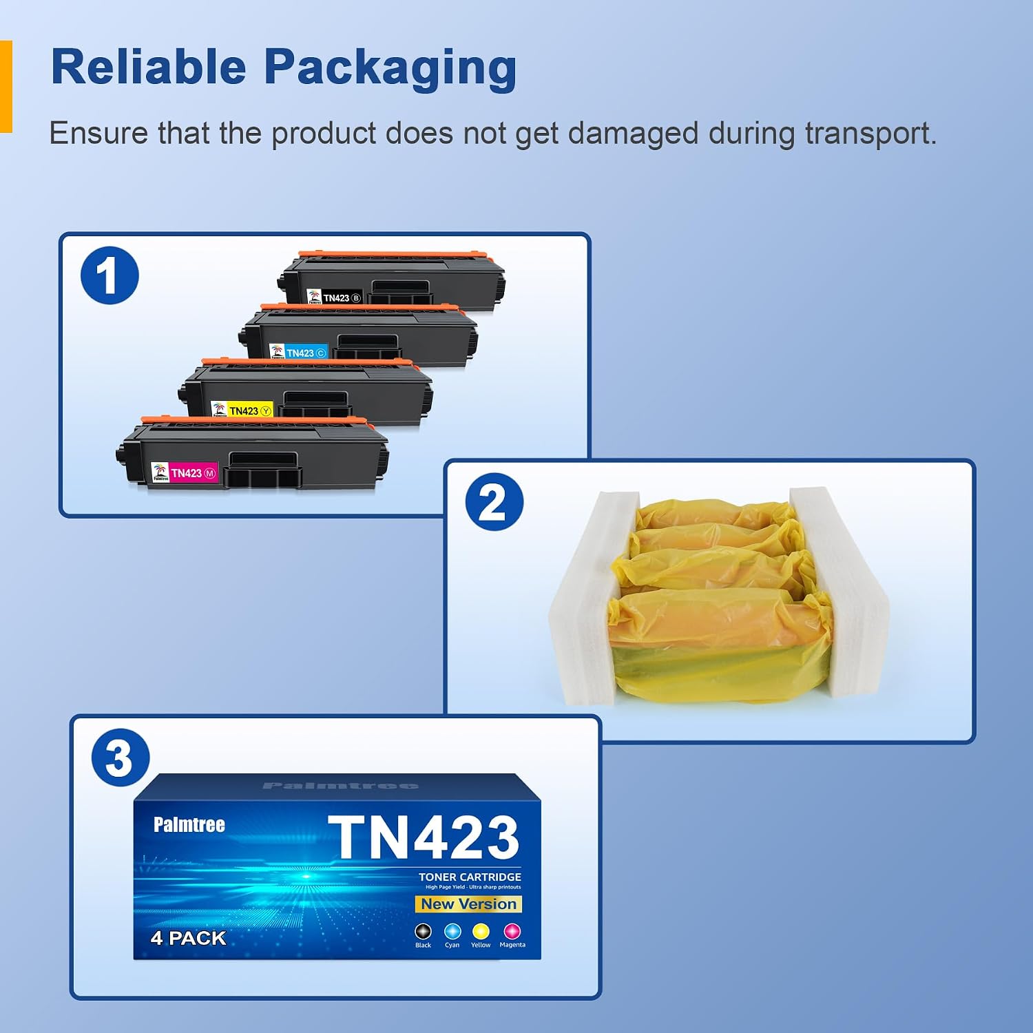 Detalle 2 de Palmtree TN423 Compatible Toner 4-Pack for Brother 🖨