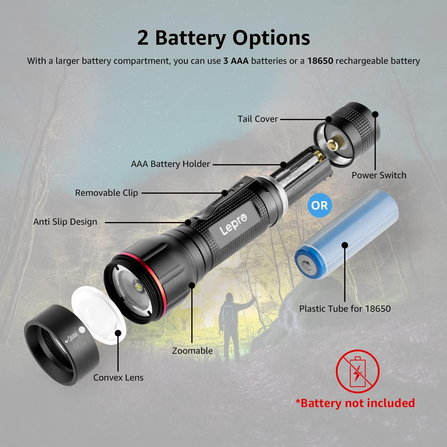 Thumbnail 6 de Lepro LED Torch 5-mode adjustable focus 🔦