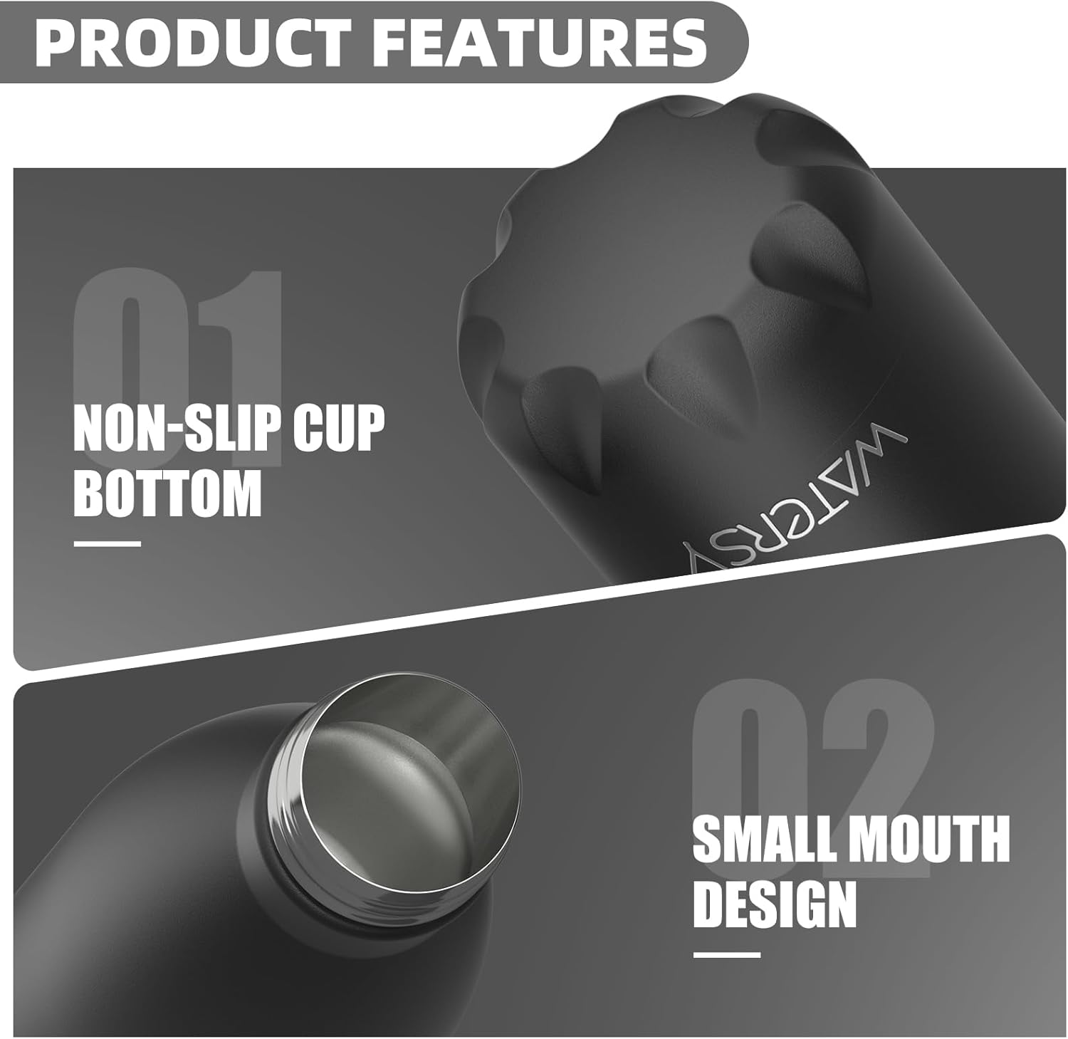 Detalle 2 de WATERSY Stainless Steel Insulated Bottle 500ml 🥤