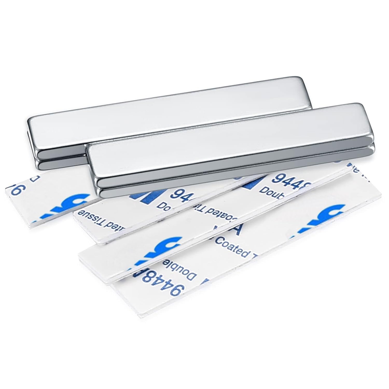 Detalle de 4 Pcs Strong Neodymium Bar Magnets – 50x10x3mm with Double‑Sided Adhesive