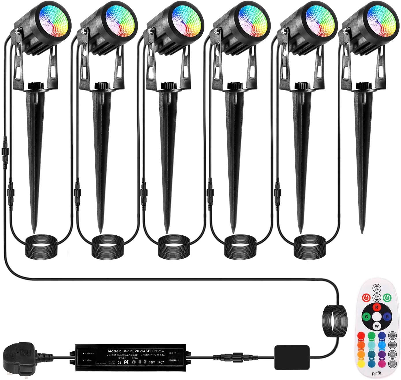 Detalle de ECOWHO Garden spot lights 20m mains