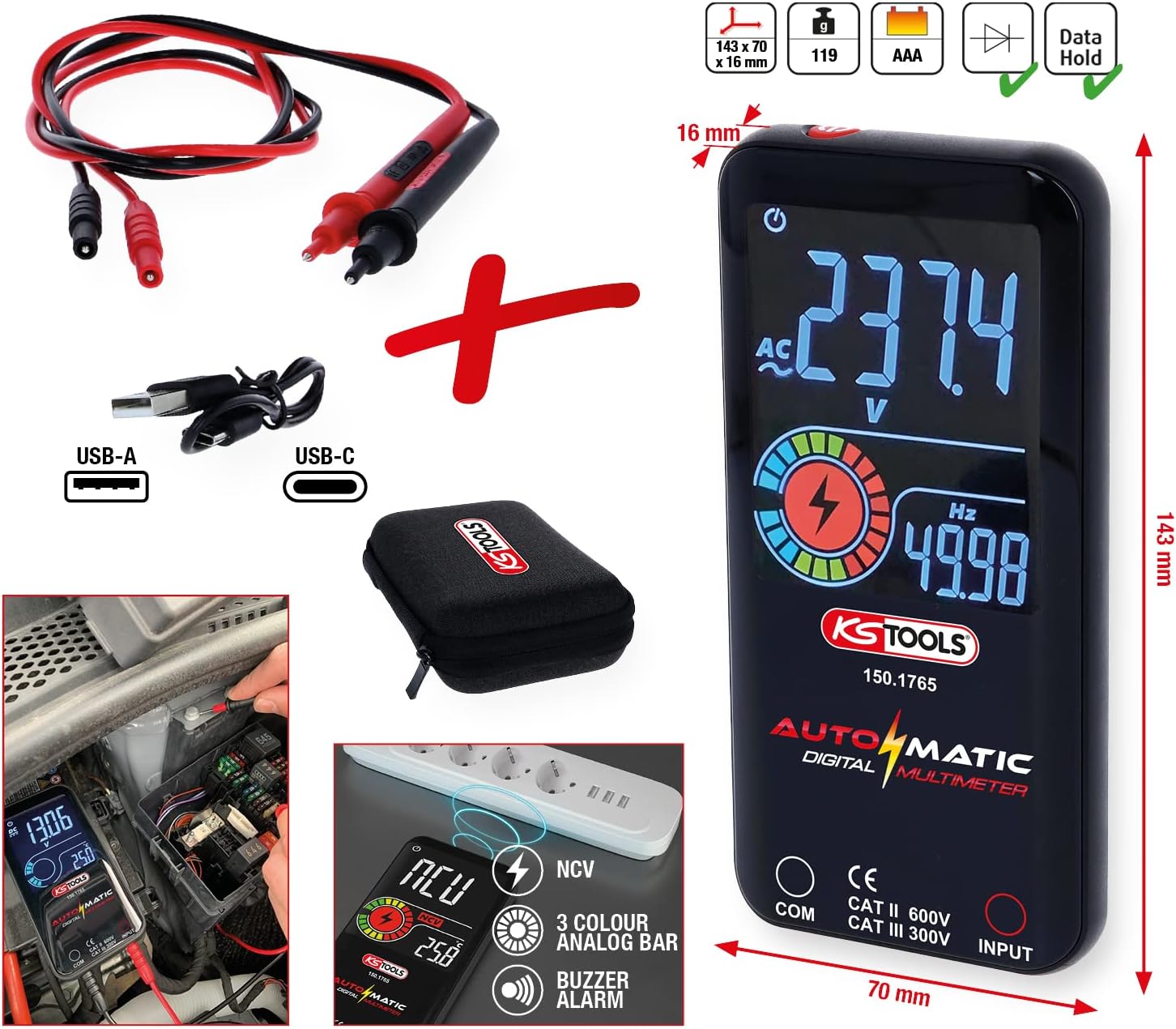 Detalle 2 de KS TOOLS 150.1765 multimetro 3,5"