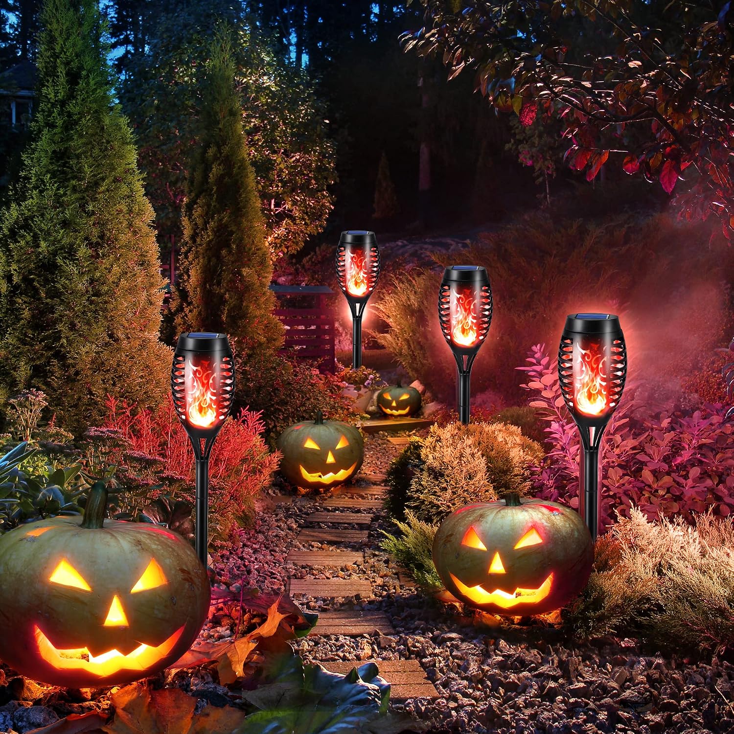 Detalle 2 de Geemoo Solar Flickering Flame Lights 6 Pack