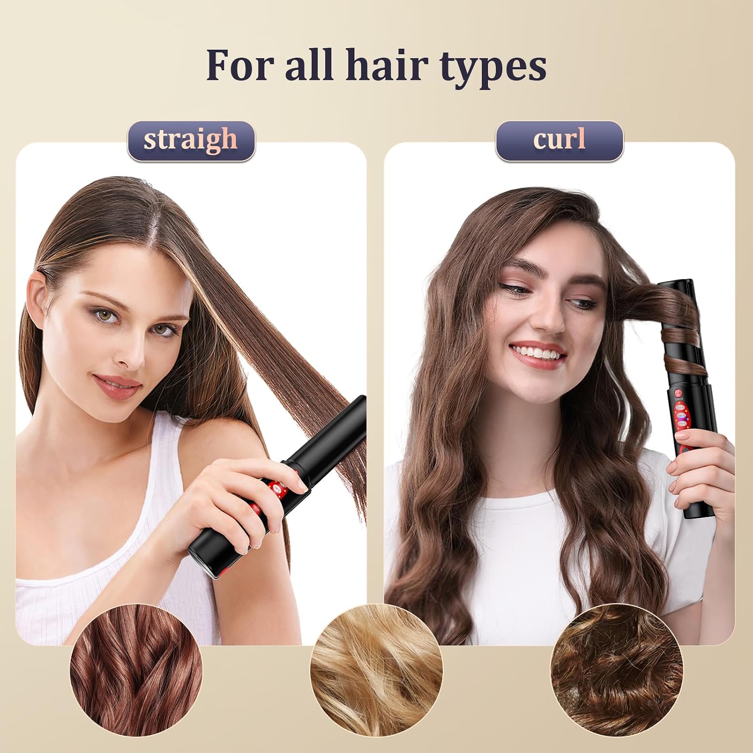 Detalle de Cordless Titanium hair straightener 410°F