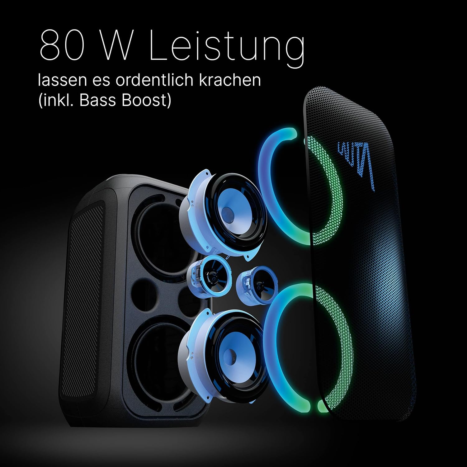 Thumbnail 1 de TechniSat LAUTA WUMMSBOX tragbarer Premium-Bluetooth-Lautsprecher mit 80 W RMS, 103 dB und Bass Boost