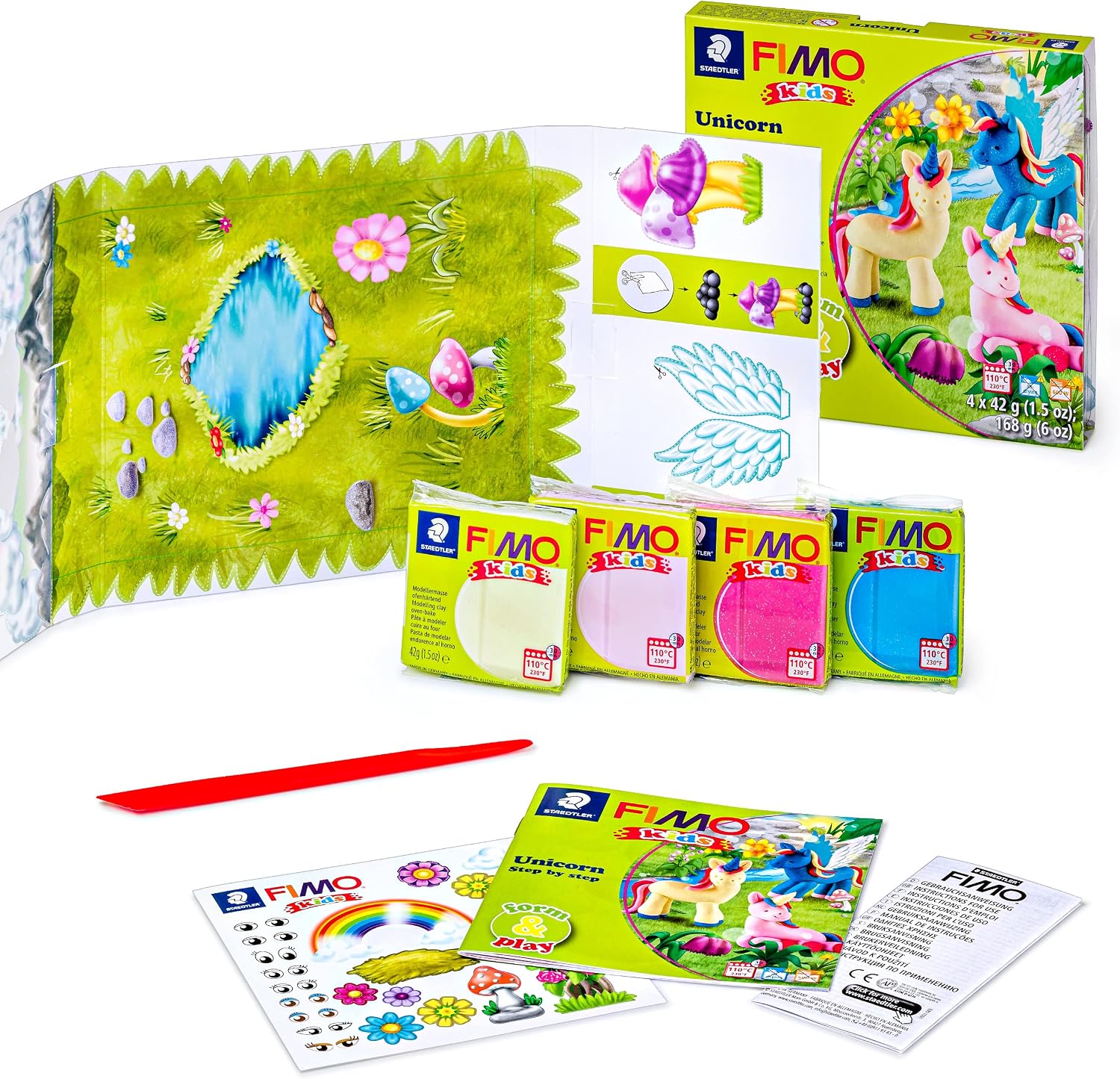 Thumbnail 1 de STAEDTLER 8034 19 LZ03 FIMO Kids Form&Play Ensemble Licorne – Pâte polymère pour enfants (lot de 4 blocs, autocollants, outils et décor d’arrière-plan)