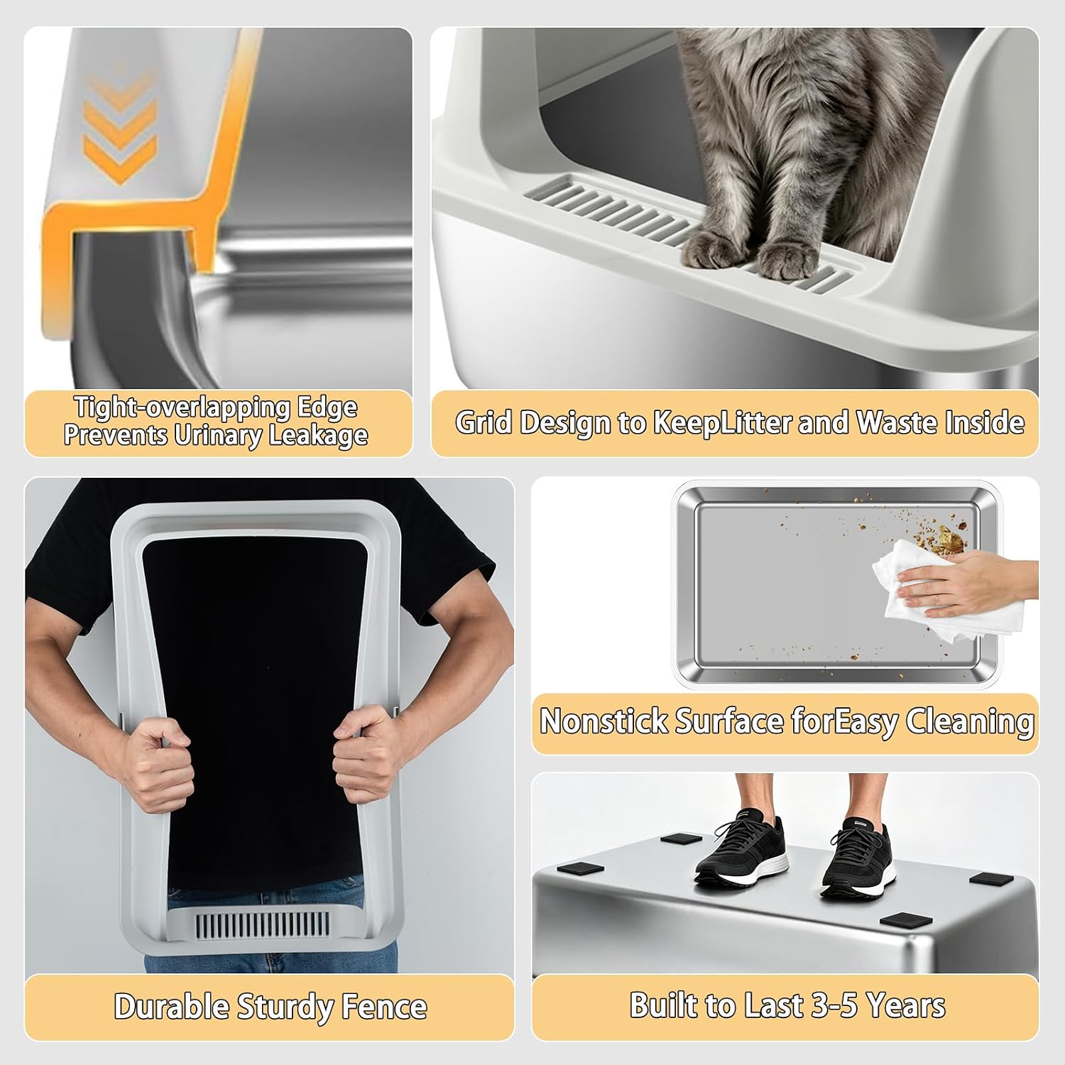Thumbnail 4 de Camvivid Cam-OTCLBox-XL-2-4 Stainless Steel Cat Litter Box, X-Large Gray