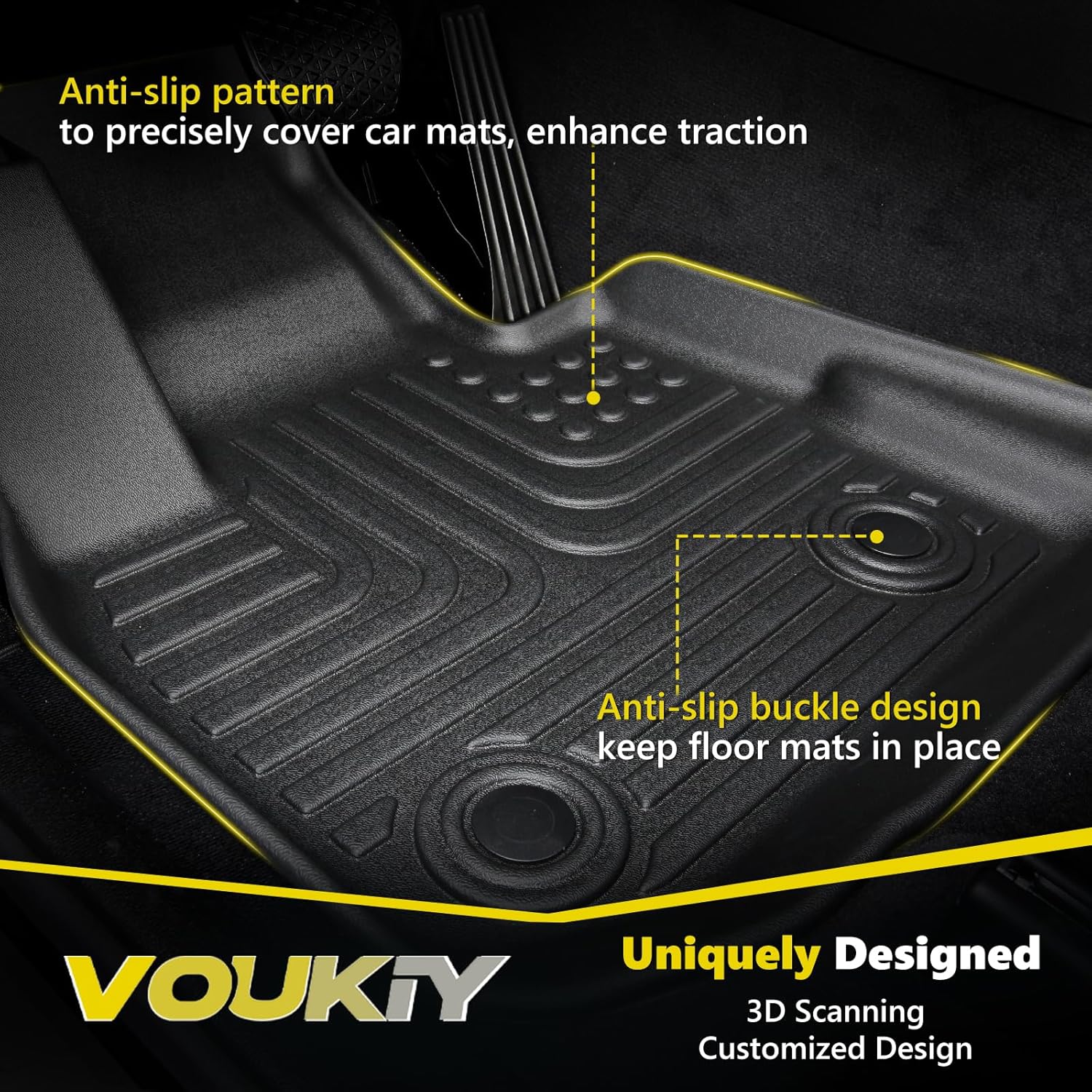 Thumbnail 6 de VOUKIY All Weather Floor Mats & Cargo Liner for Nissan Leaf (2018–2025) – Custom Fit, Black