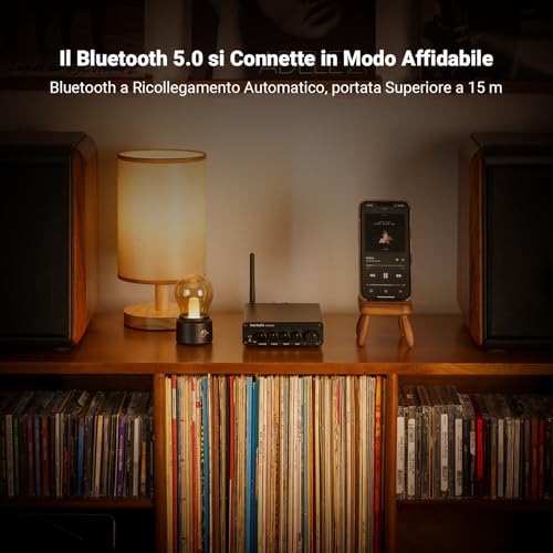 Detalle de Fosi Audio BT30D Pro Mini Amplificatore Bluetooth 2.1 Canali con Subwoofer – Potenza e Sensibilità HiFi