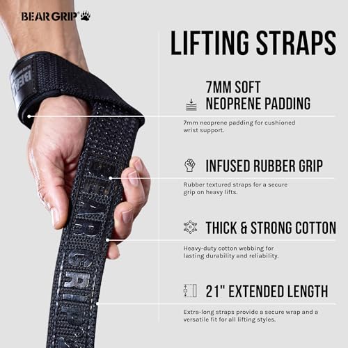 Detalle de BEAR GRIP Lifting Straps – Premium Weight Lifting Wrist Straps by BEAR GRIP