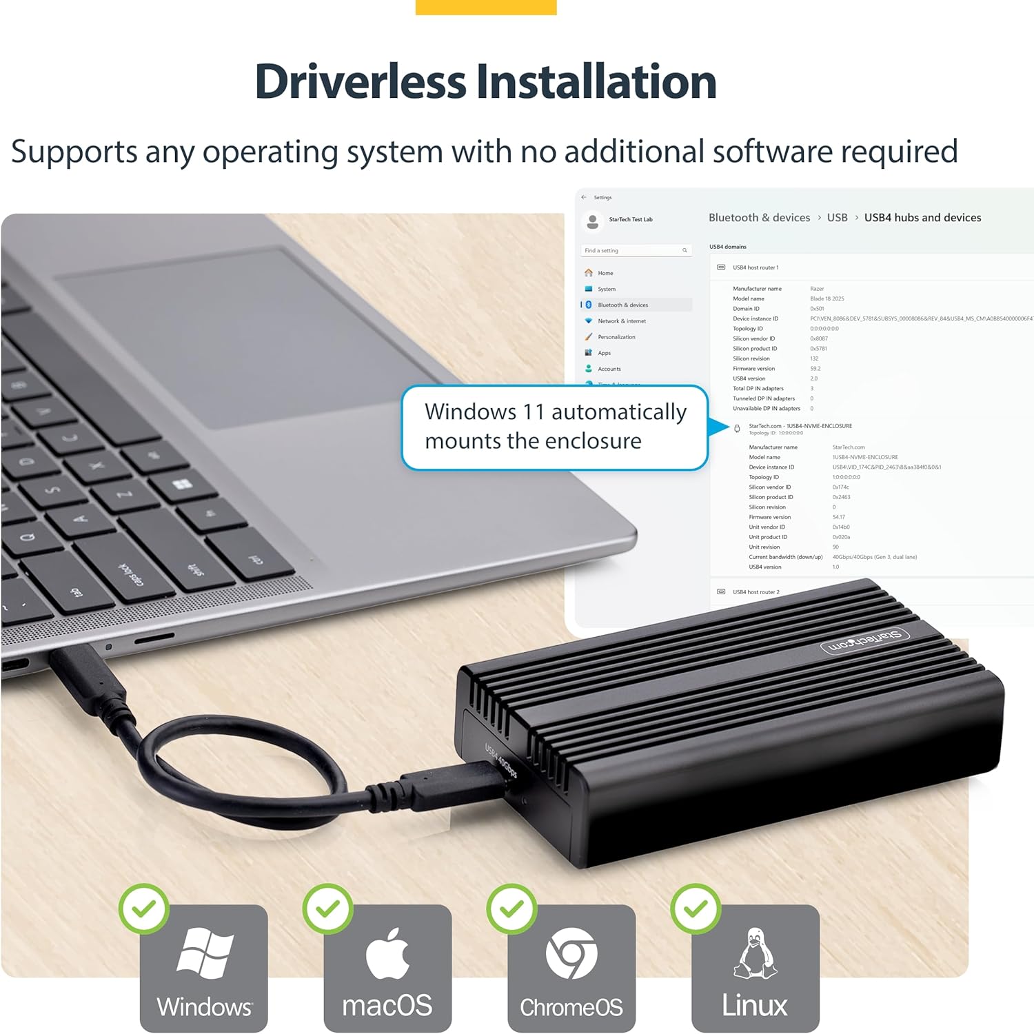 Detalle 1 de StarTech Boîtier SSD NVMe USB4 40 Gbps
