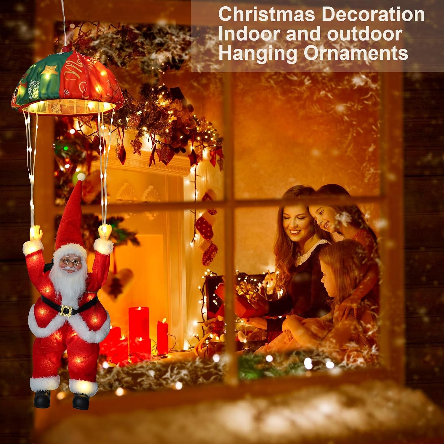Detalle 2 de Auting LED Fallschirm Weihnachtsmann Lichterkette – 8 Modi mit Timer und Speicherfunktion