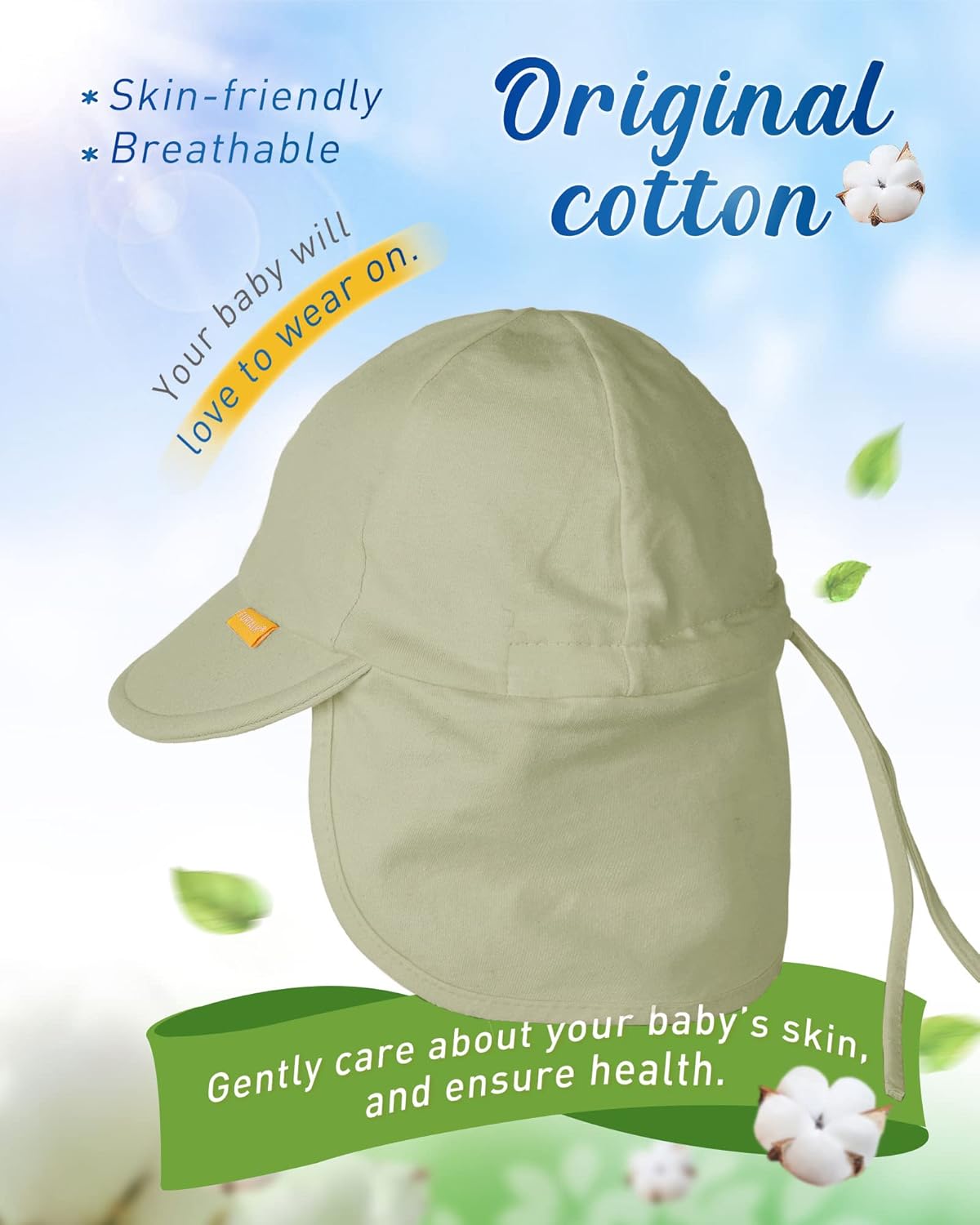 Detalle de FURTALK Baby- und Kleinkind-Sonnenhut mit UPF 50+ und verstellbarer Kinnriemen- & Halsklappe