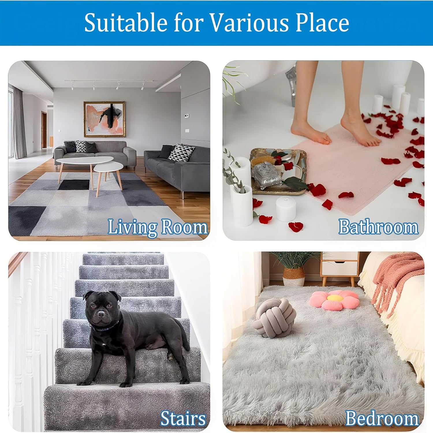 Detalle 2 de banpa Rug Grippers for Laminate Floor (Anti-slip Rug Underlay Stickers), Reusable & Washable, Pack of 8