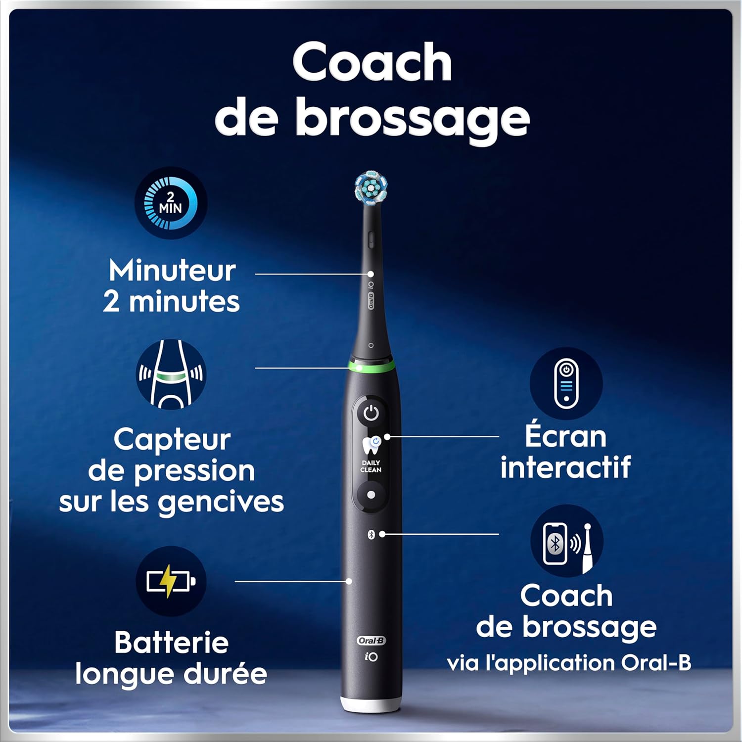 Thumbnail 2 de Oral-B iO 6 Noir — Brosse à dents électrique avec 3 brosses et étui de voyage
