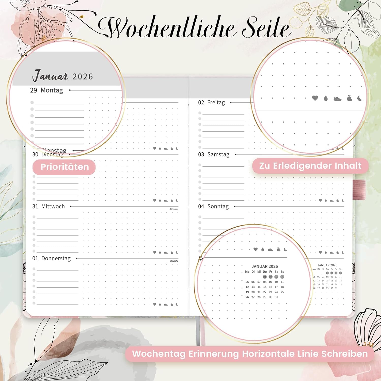 Detalle 2 de Terminplaner 2026 Terminkalender A5 21,3×14,7 cm 📘