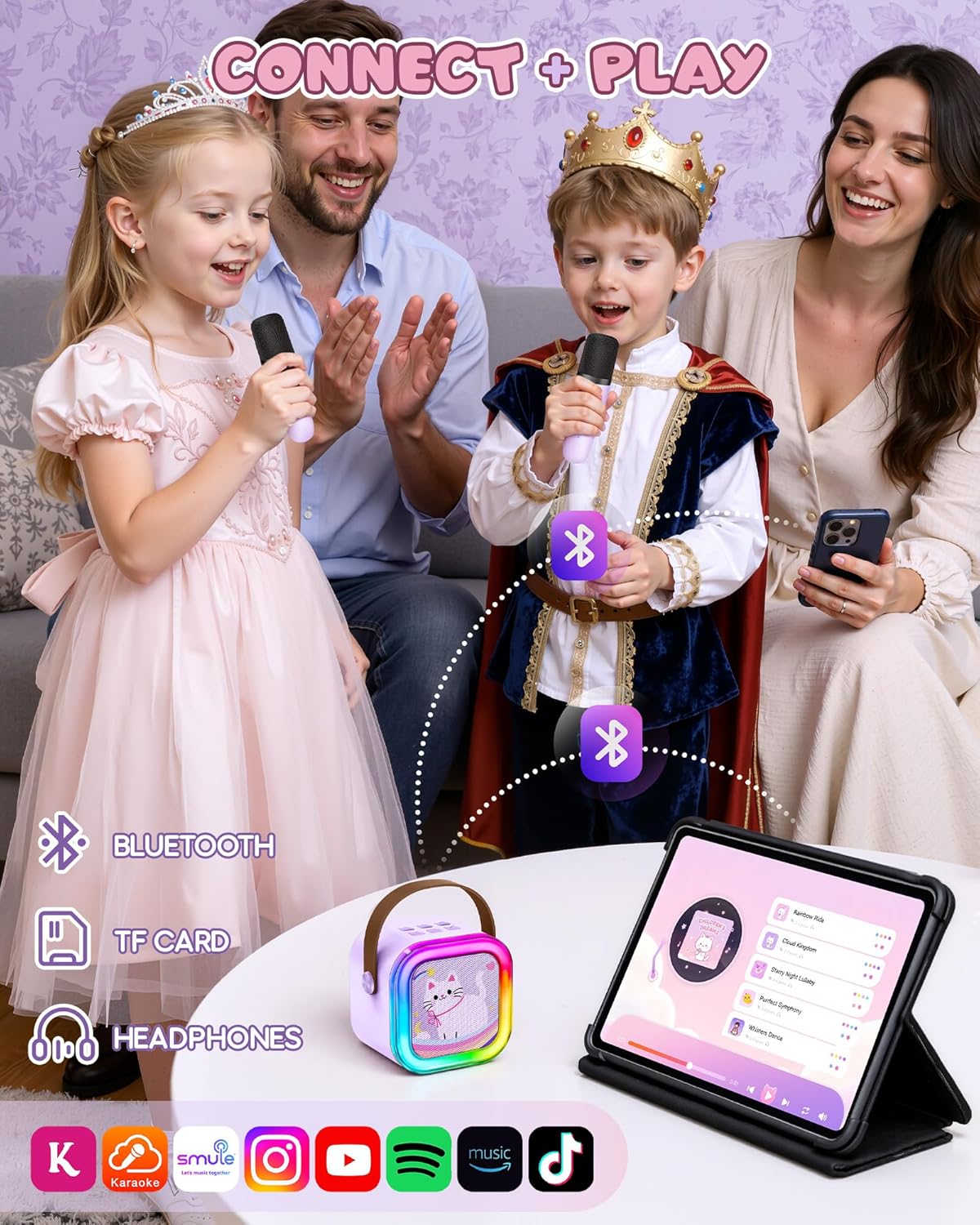 Detalle 2 de IROO X Karafun Mini Karaoke Machine for Kids (2025) with 2 Wireless Mics