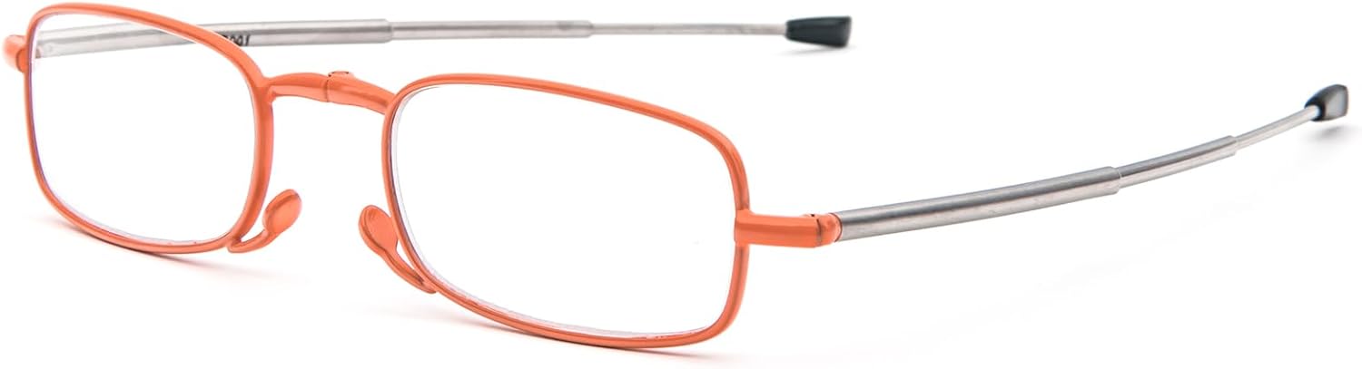 Detalle de KoKoBin faltbare Lesebrille aus Edelstahl – Mini-Lesehilfe mit Hartschalen-Etui, Anti-Blau, +3,5 (Orange/je nach Version)