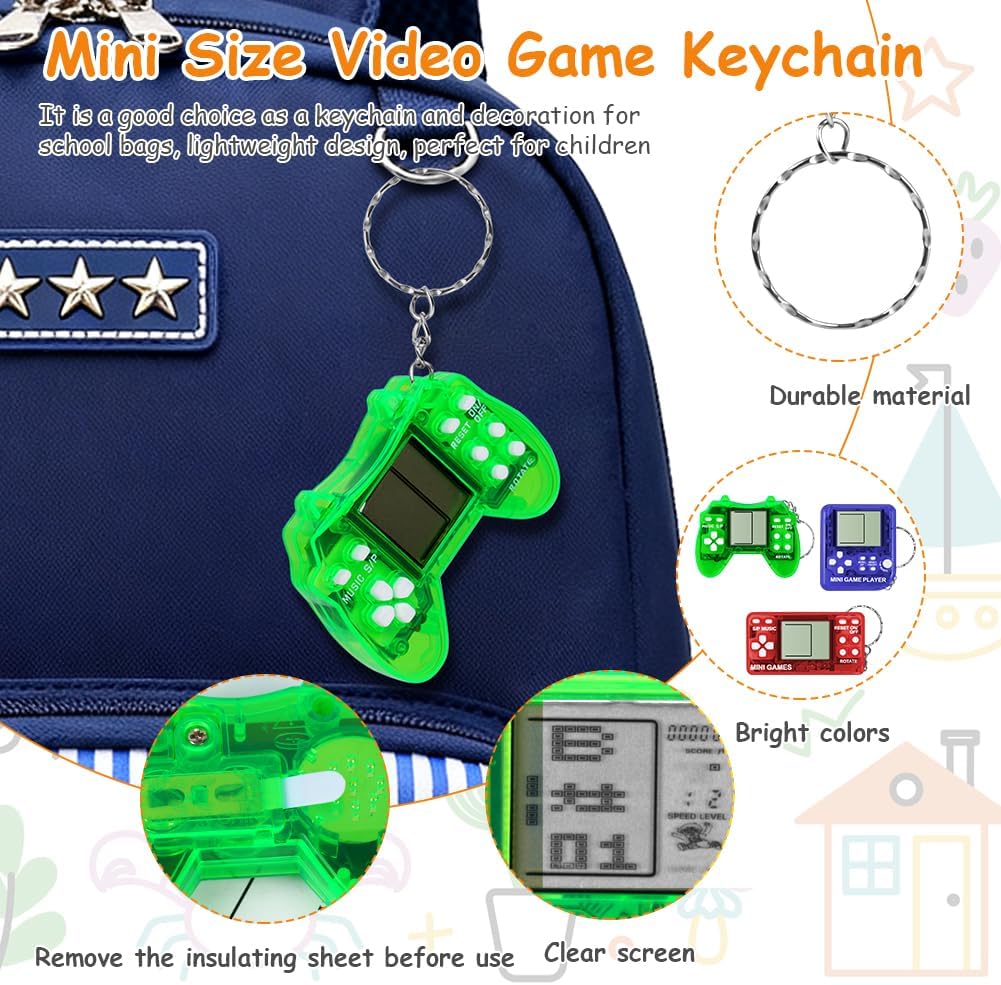 Detalle de Vicloon retro-minispelskonsoler, 18-pack med nyckelringar i plast